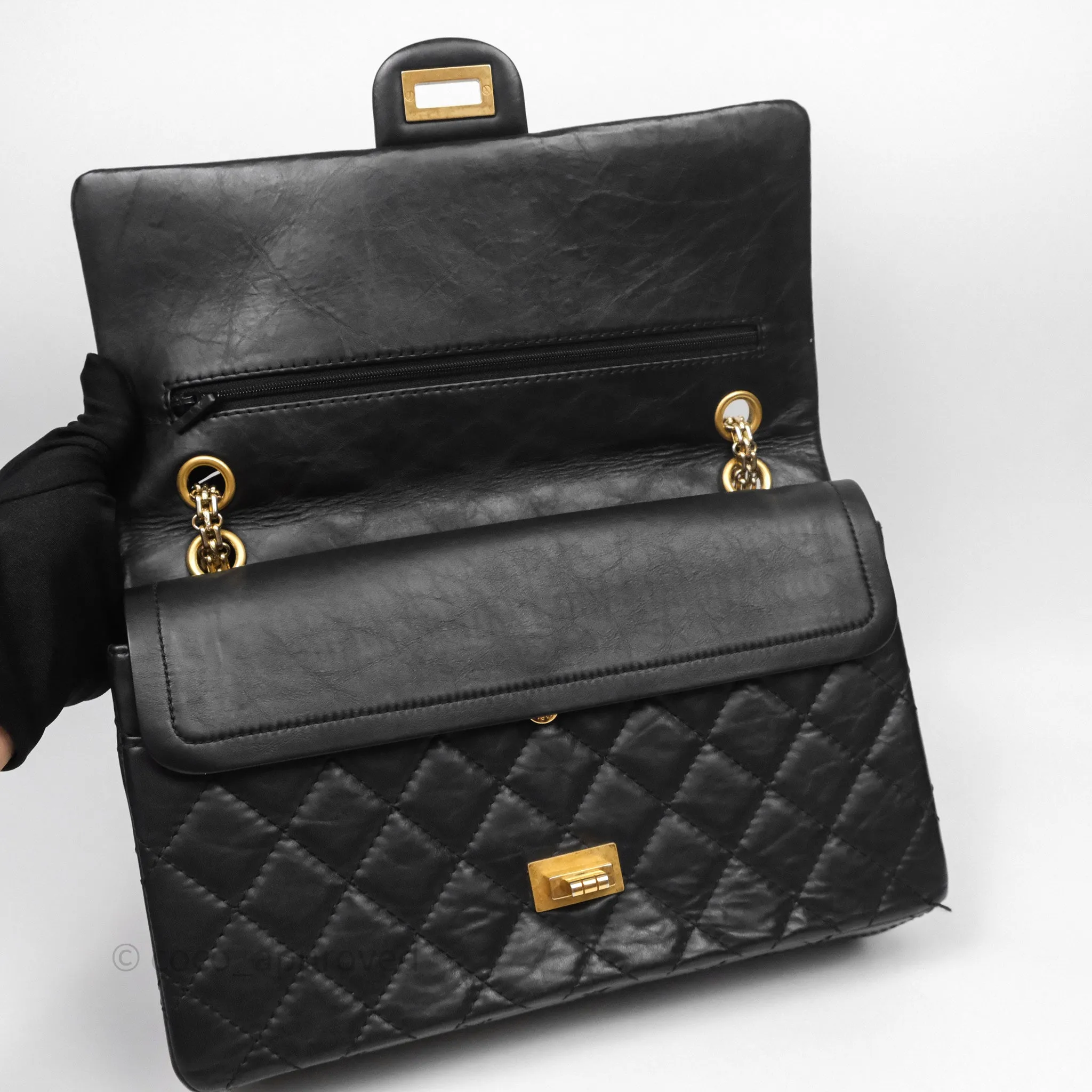 Chanel Reissue Quilted Aged Calfskin Black Gold Hardware 226