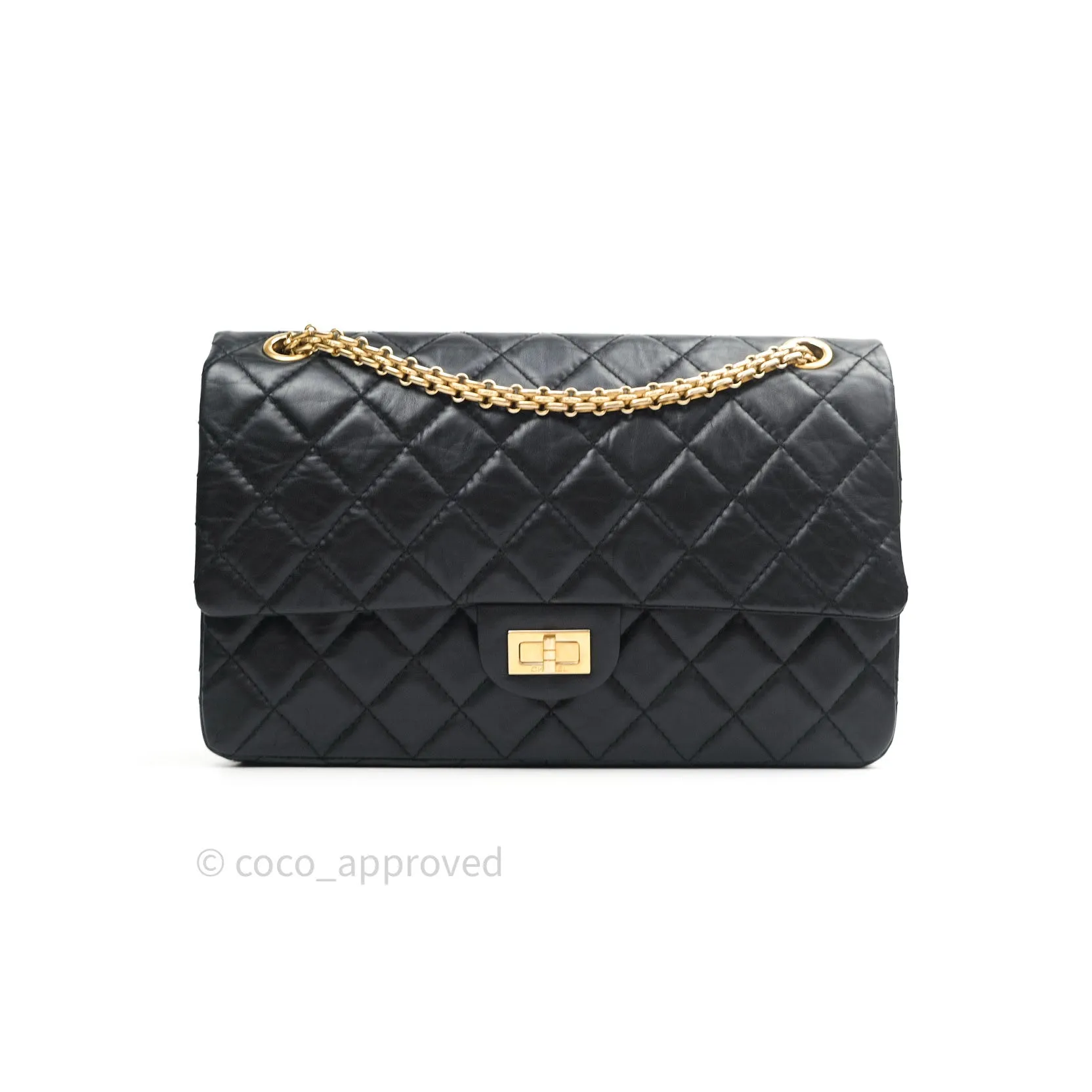 Chanel Reissue Quilted Aged Calfskin Black Gold Hardware 226