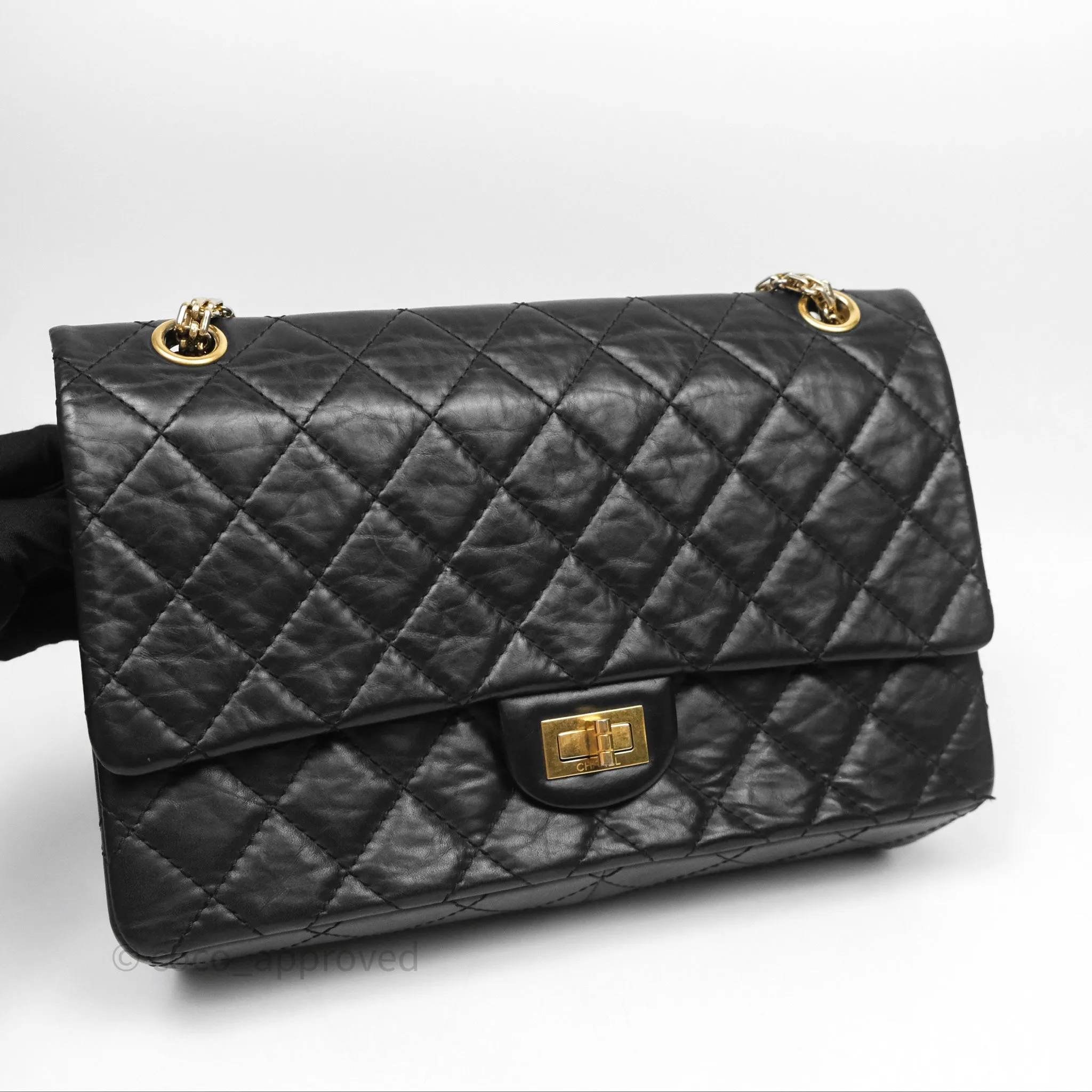 Chanel Reissue Quilted Aged Calfskin Black Gold Hardware 226