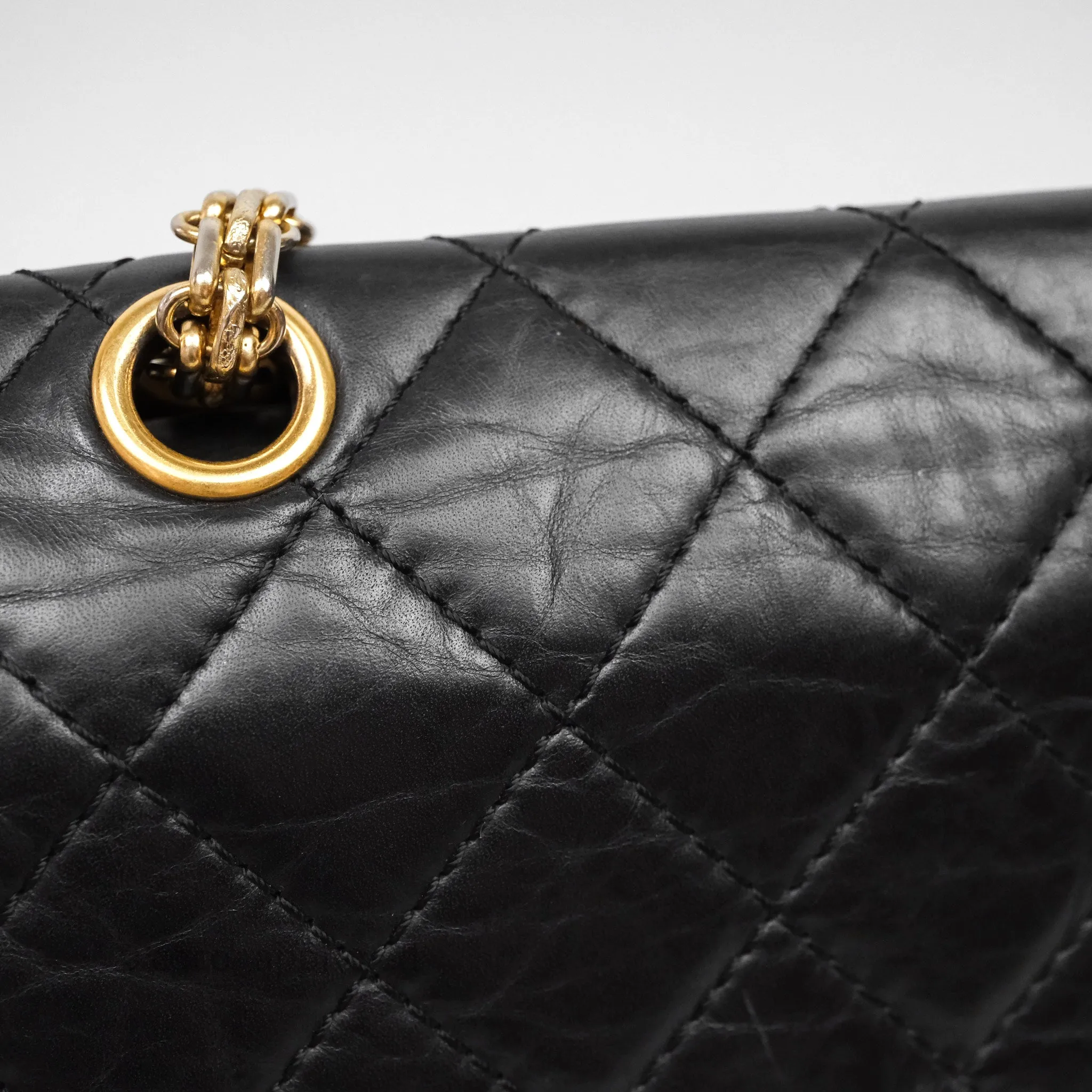 Chanel Reissue Quilted Aged Calfskin Black Gold Hardware 226