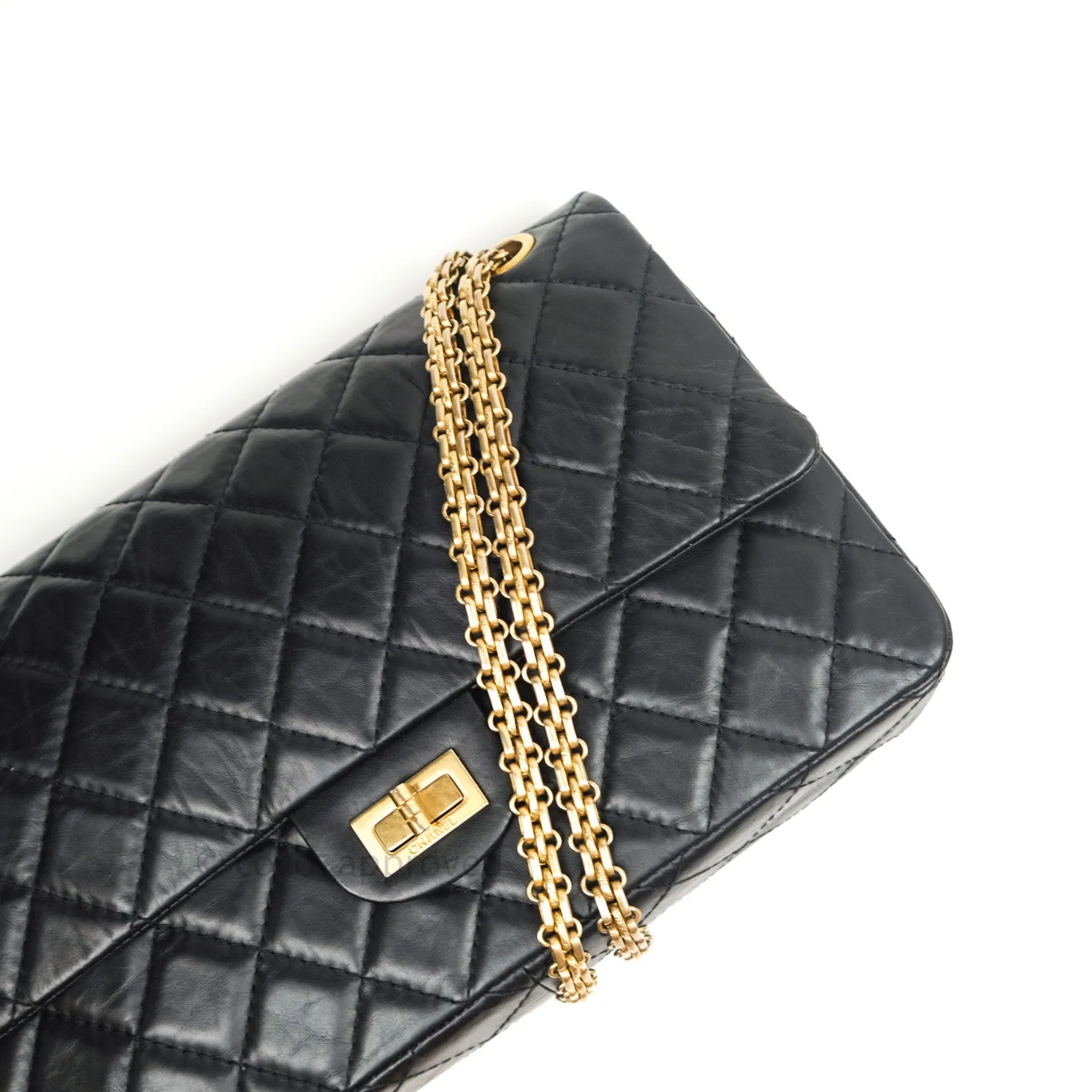Chanel Reissue Quilted Aged Calfskin Black Gold Hardware 226