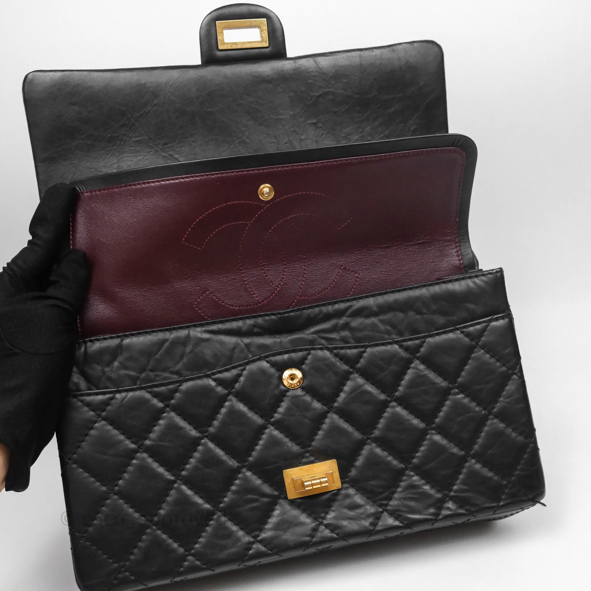 Chanel Reissue Quilted Aged Calfskin Black Gold Hardware 226