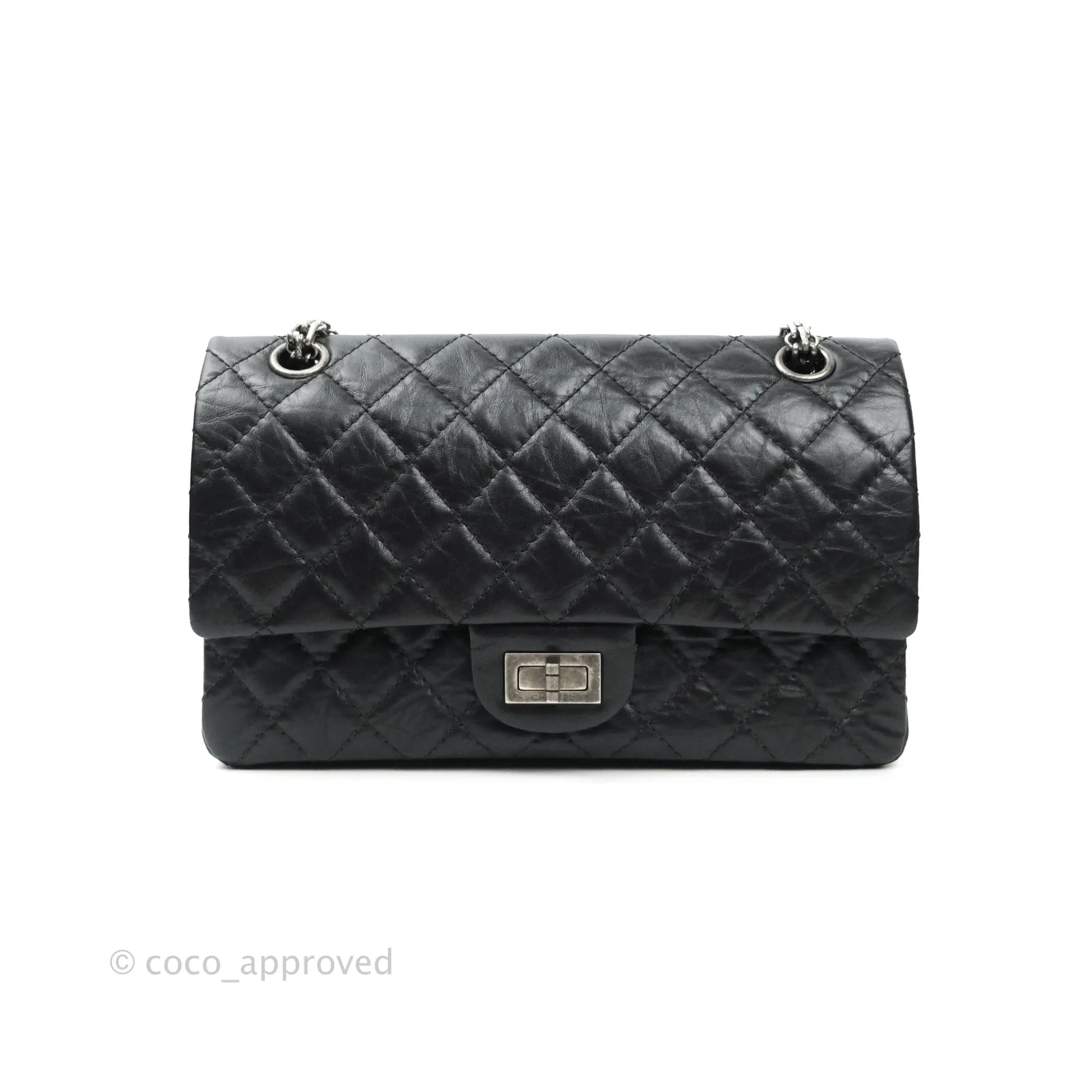 Chanel Reissue Quilted Aged Calfskin Black Ruthenium Hardware 225