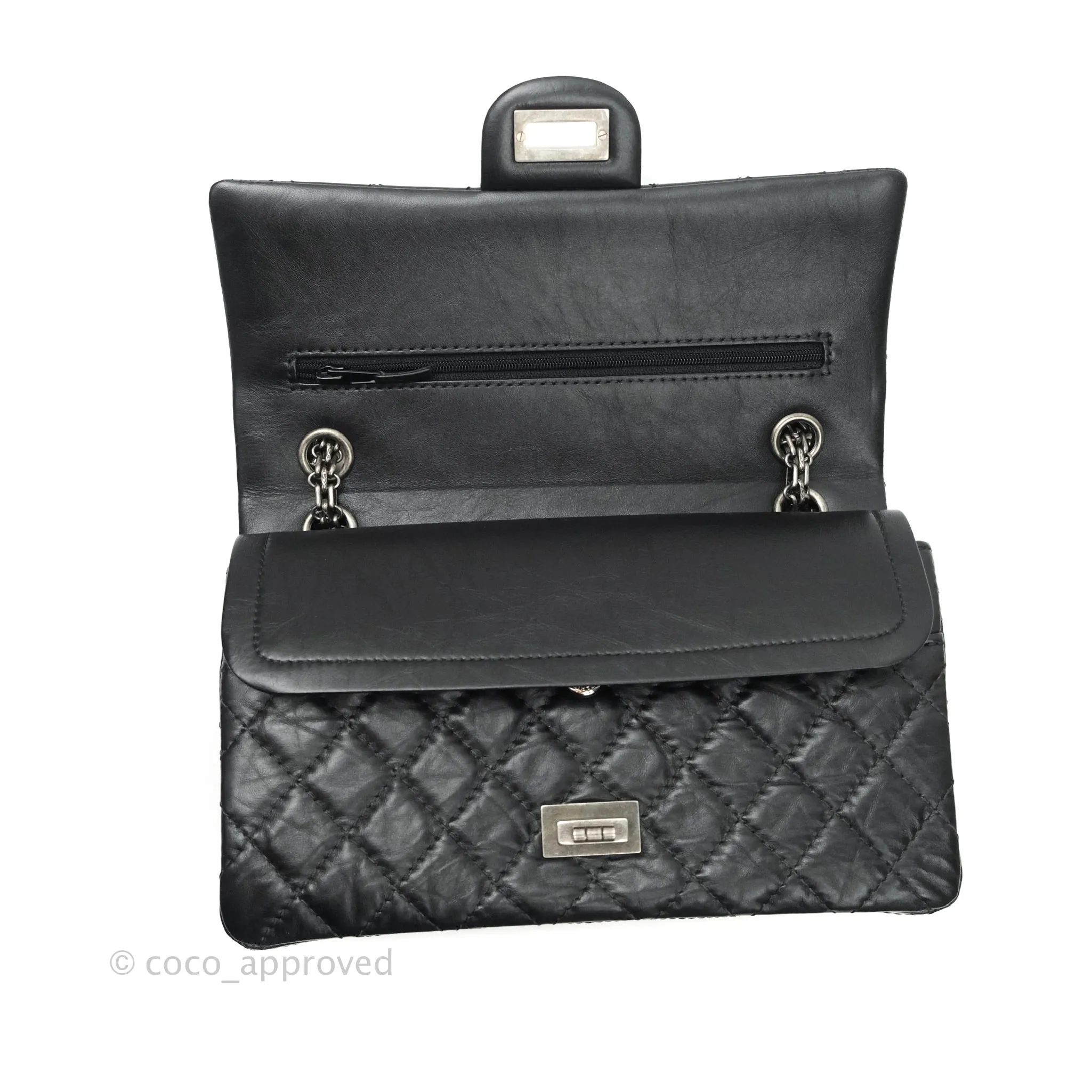 Chanel Reissue Quilted Aged Calfskin Black Ruthenium Hardware 225