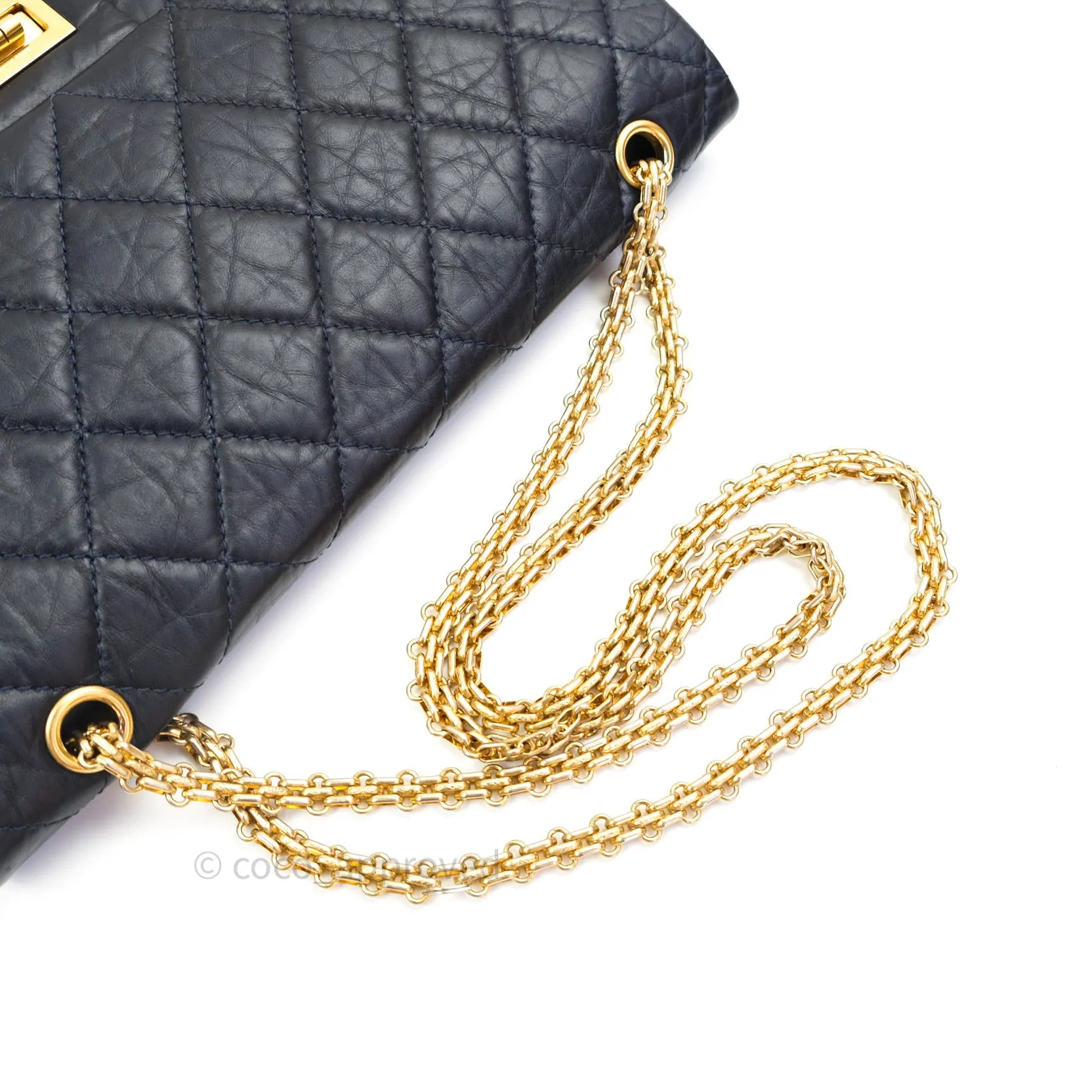 Chanel Reissue Quilted Aged Calfskin Dark Navy Gold Hardware 227