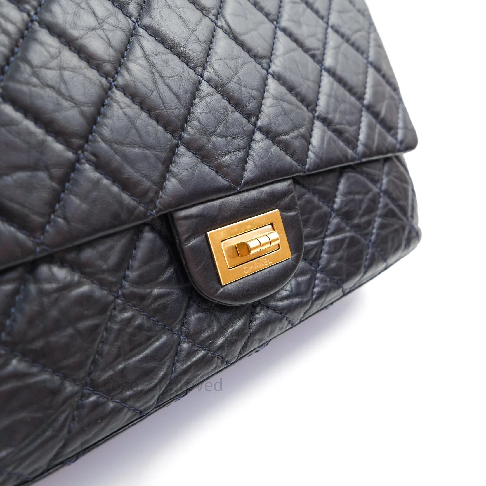 Chanel Reissue Quilted Aged Calfskin Dark Navy Gold Hardware 227
