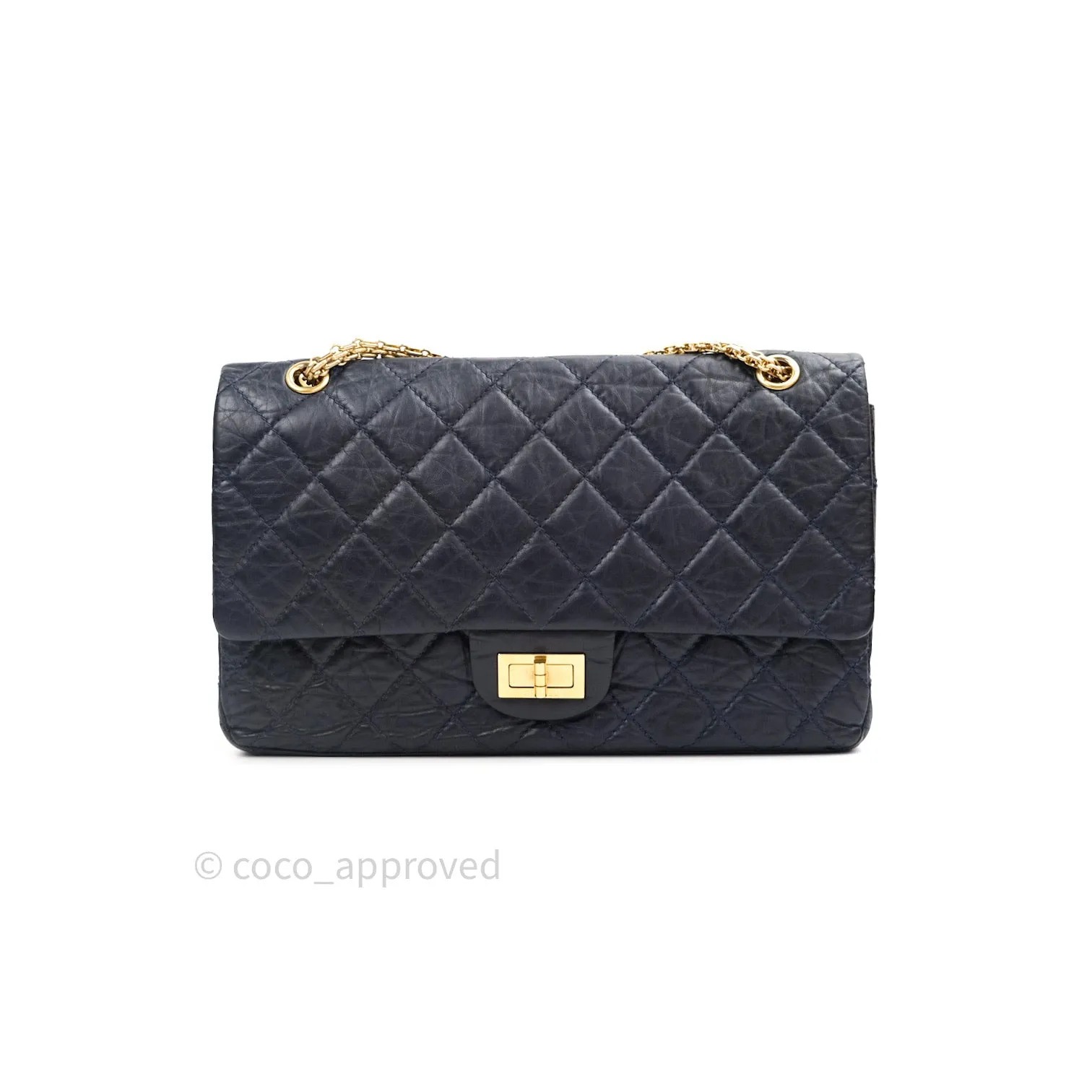 Chanel Reissue Quilted Aged Calfskin Dark Navy Gold Hardware 227