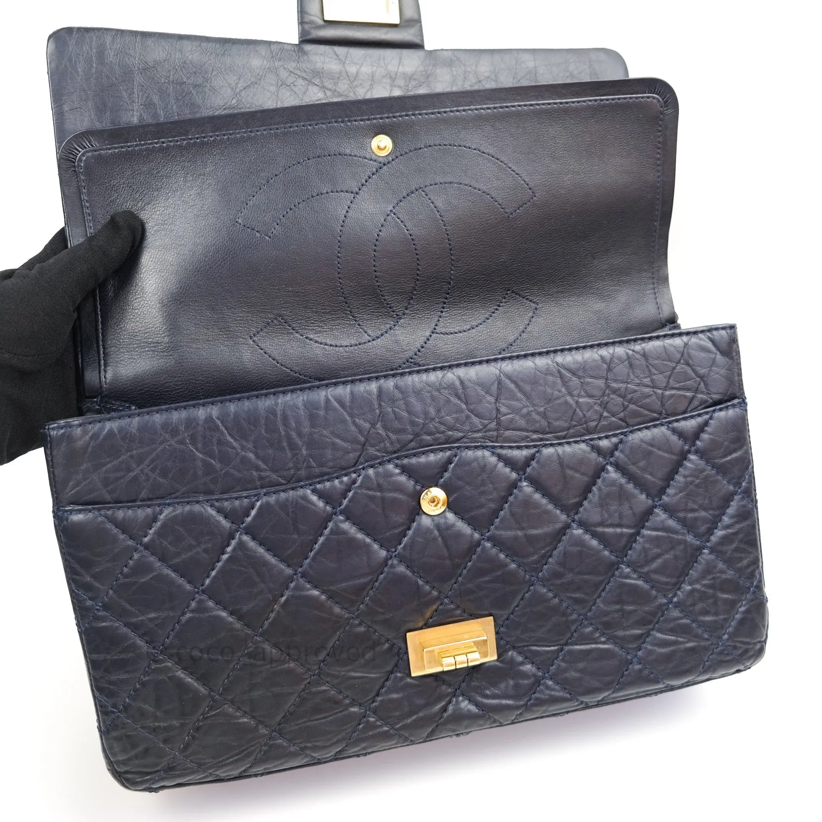 Chanel Reissue Quilted Aged Calfskin Dark Navy Gold Hardware 227