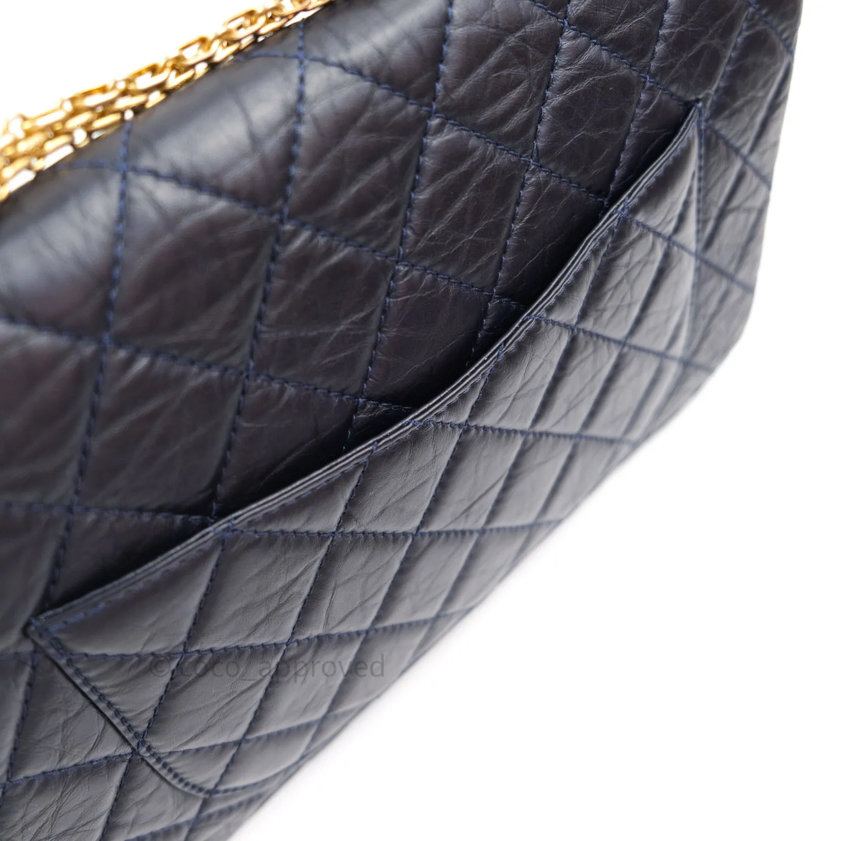 Chanel Reissue Quilted Aged Calfskin Dark Navy Gold Hardware 227