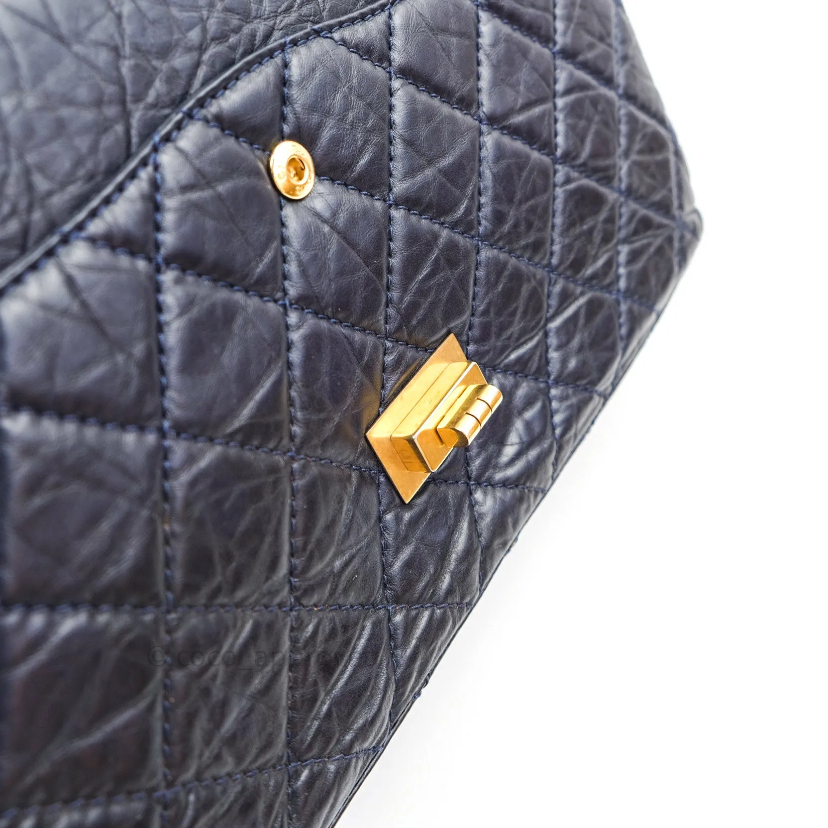 Chanel Reissue Quilted Aged Calfskin Dark Navy Gold Hardware 227
