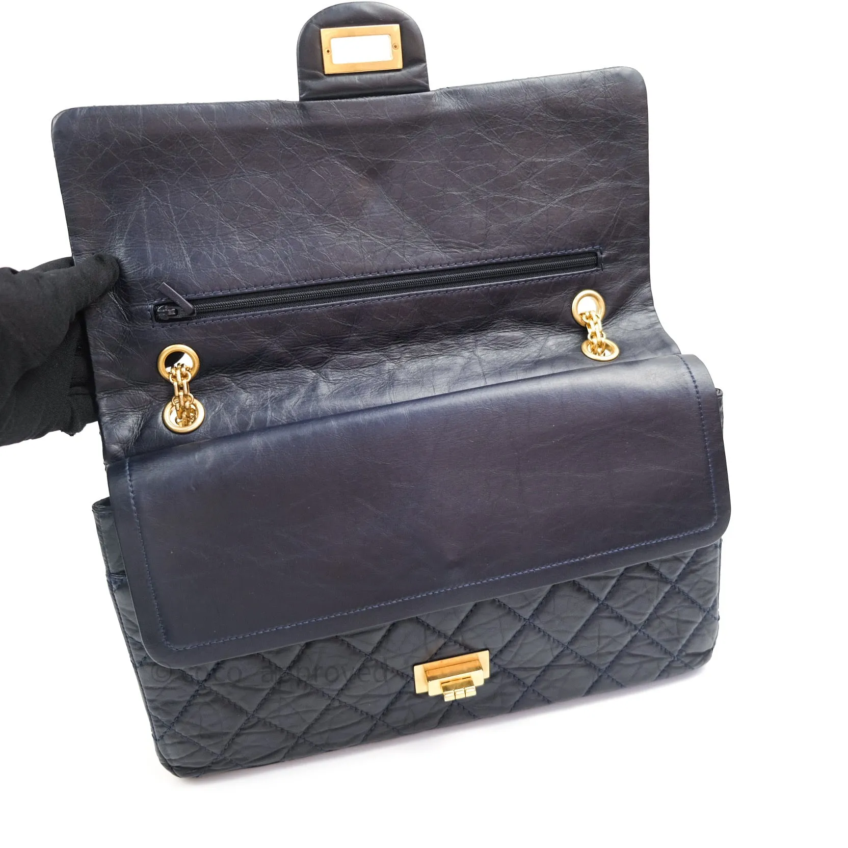 Chanel Reissue Quilted Aged Calfskin Dark Navy Gold Hardware 227