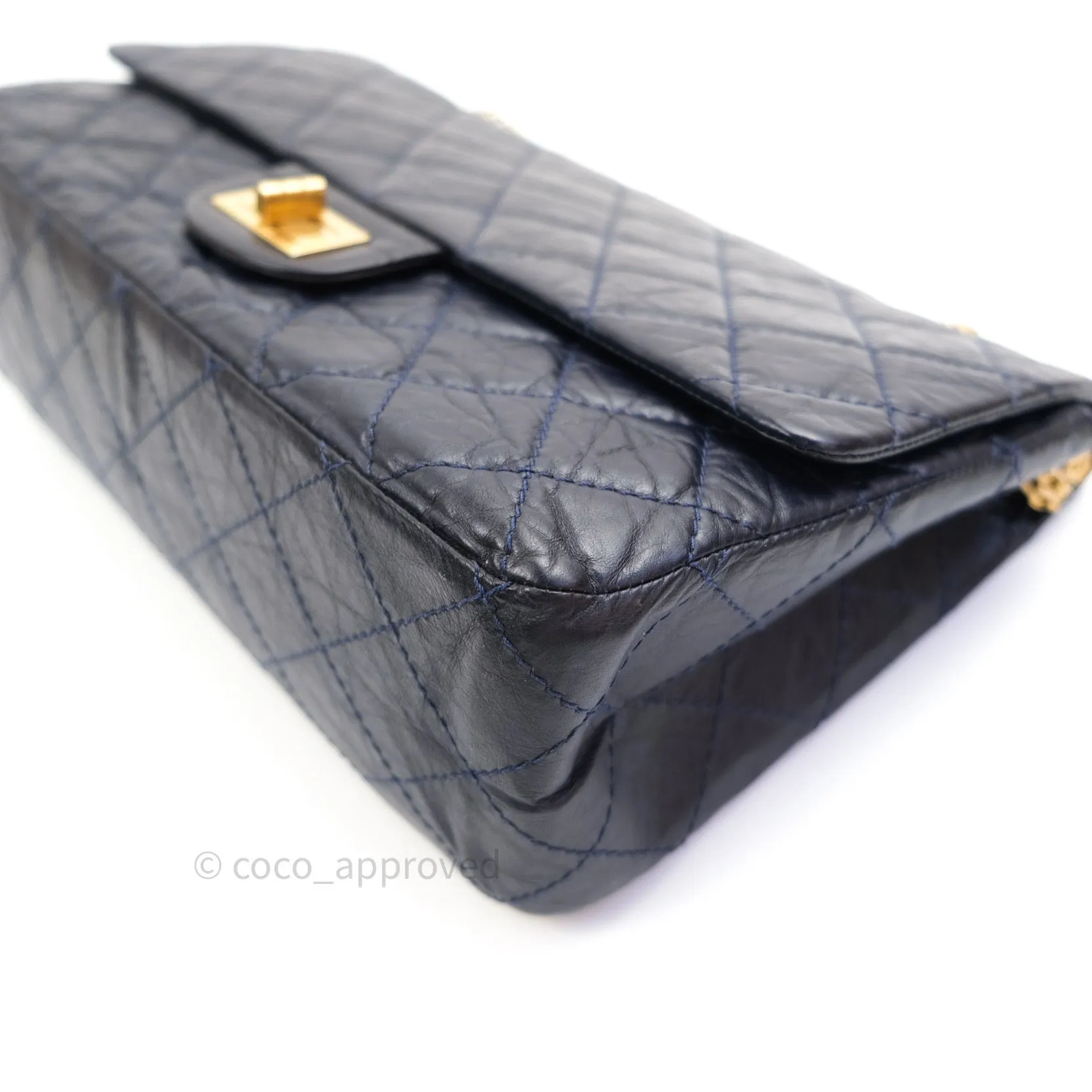 Chanel Reissue Quilted Aged Calfskin Dark Navy Gold Hardware 227