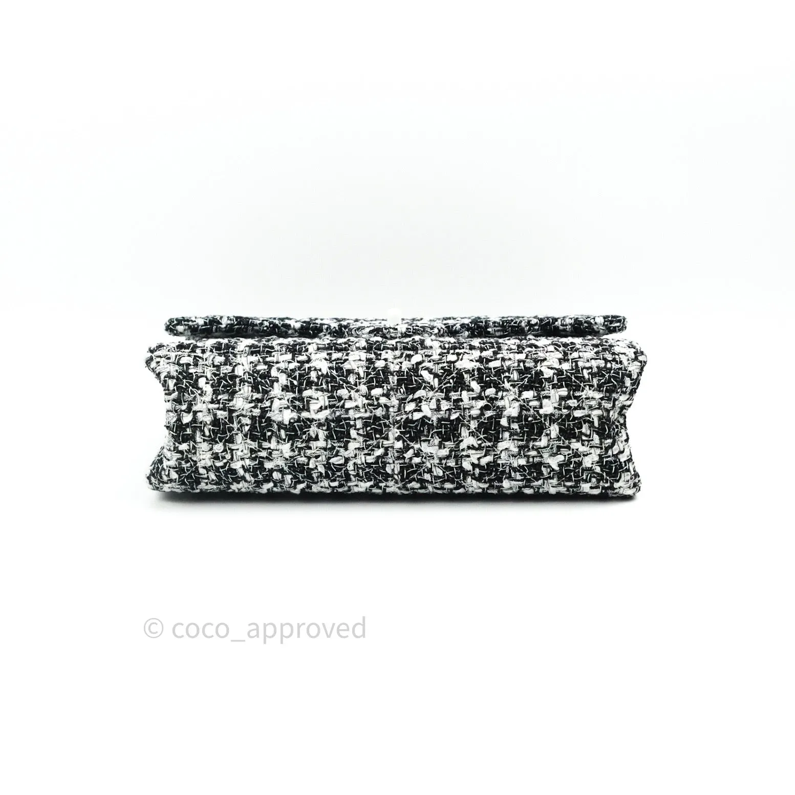 Chanel Reissue Quilted Tweed Black White Enamel Silver Hardware 226