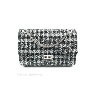 Chanel Reissue Quilted Tweed Black White Enamel Silver Hardware 226