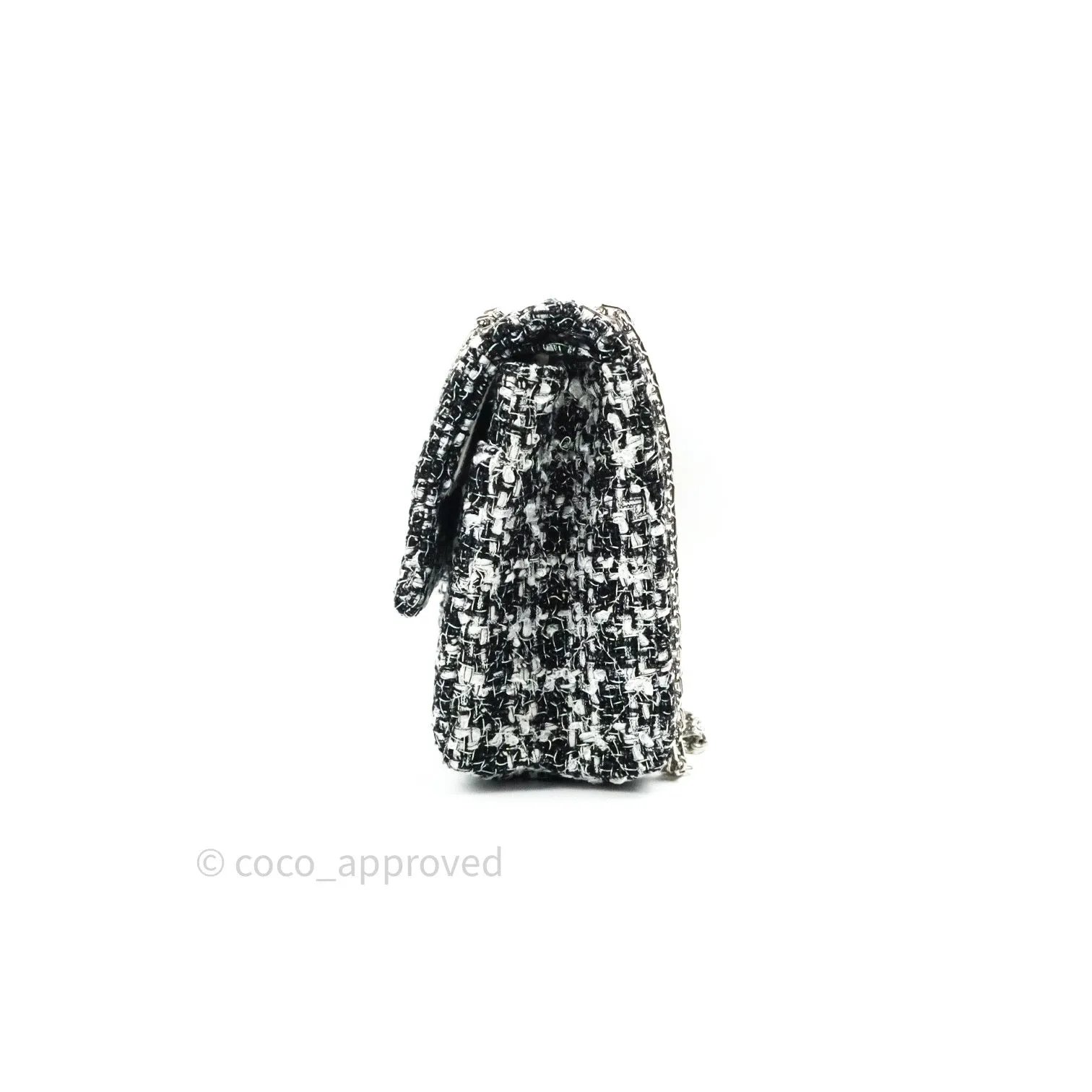 Chanel Reissue Quilted Tweed Black White Enamel Silver Hardware 226