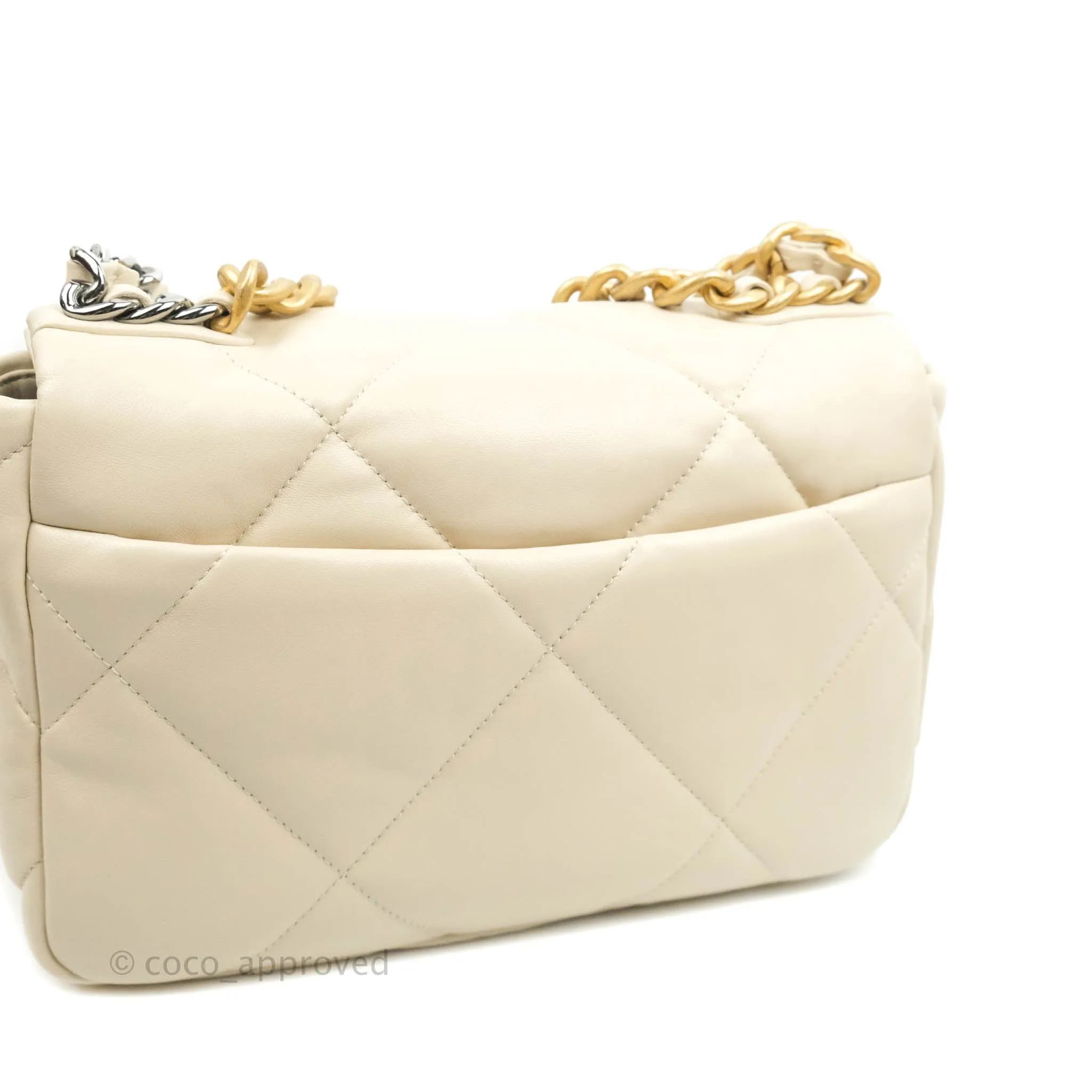 Chanel Small 19 Light Beige Flap Bag Lambskin Mixed Hardware 21C