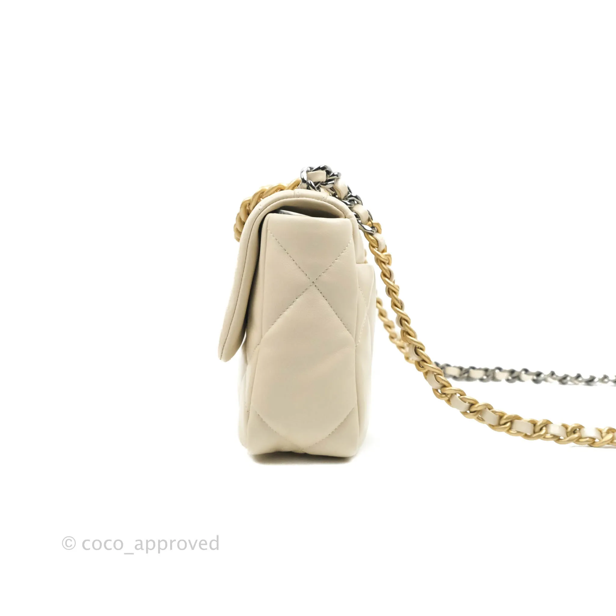 Chanel Small 19 Light Beige Flap Bag Lambskin Mixed Hardware 21C