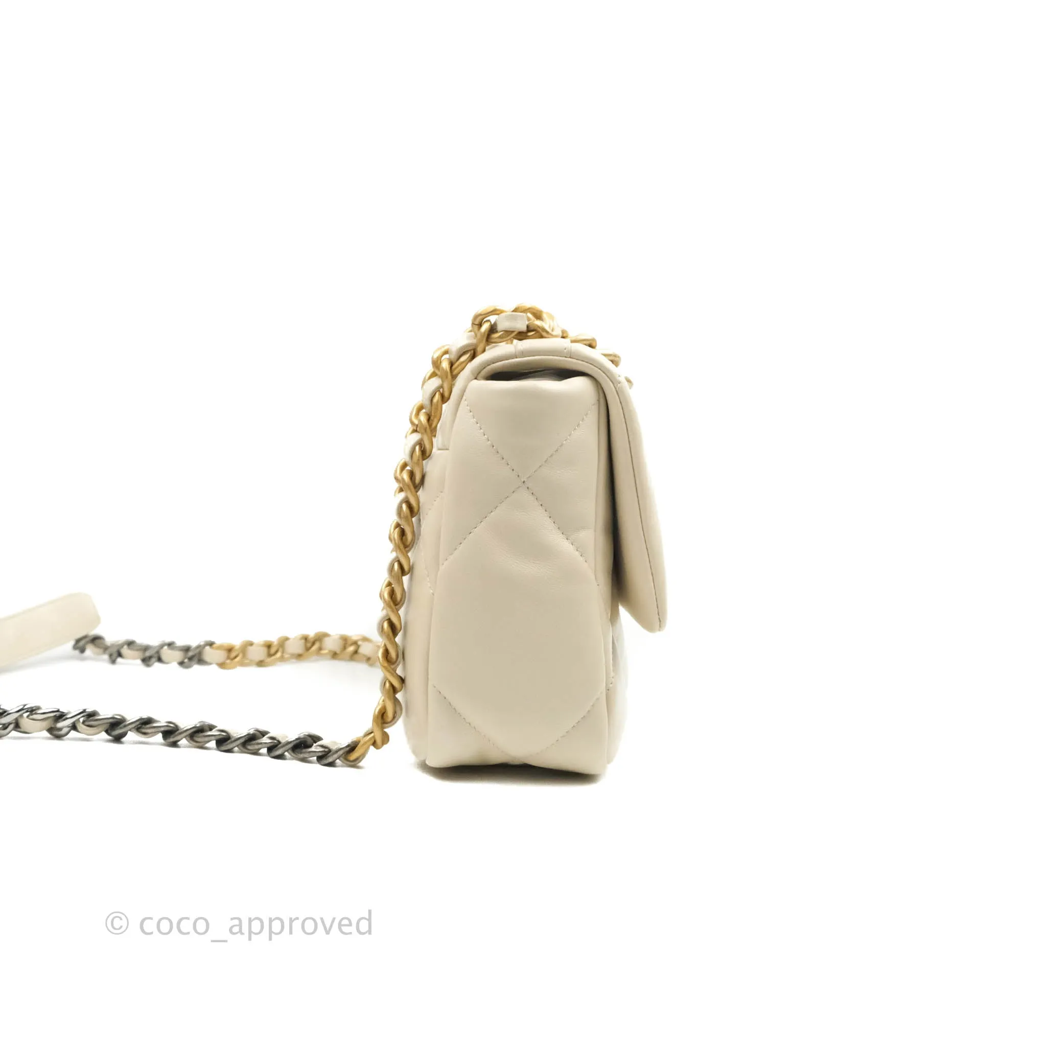 Chanel Small 19 Light Beige Flap Bag Lambskin Mixed Hardware 21C