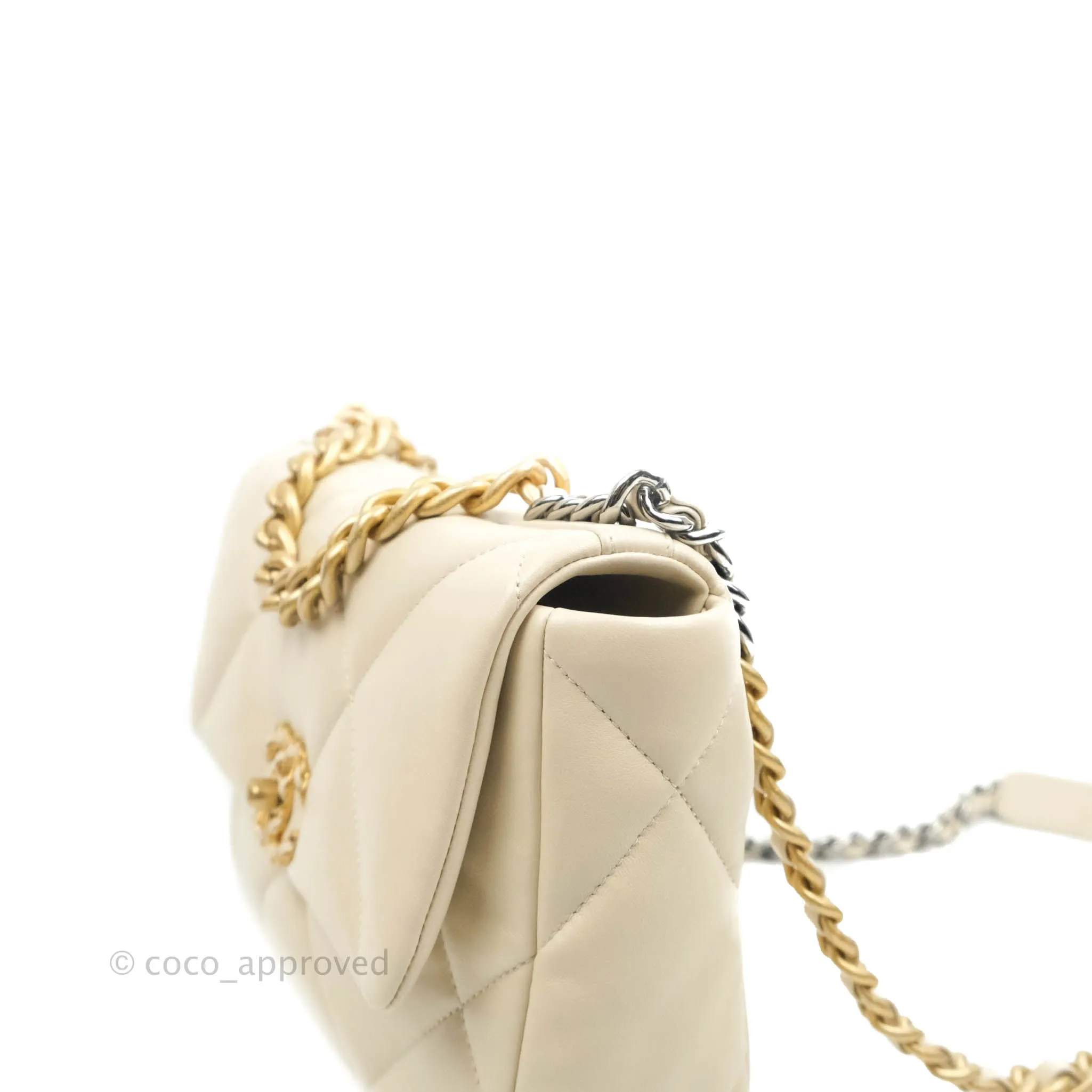Chanel Small 19 Light Beige Flap Bag Lambskin Mixed Hardware 21C