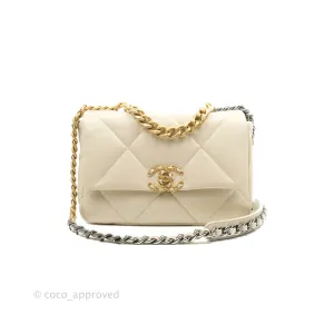 Chanel Small 19 Light Beige Flap Bag Lambskin Mixed Hardware 21C