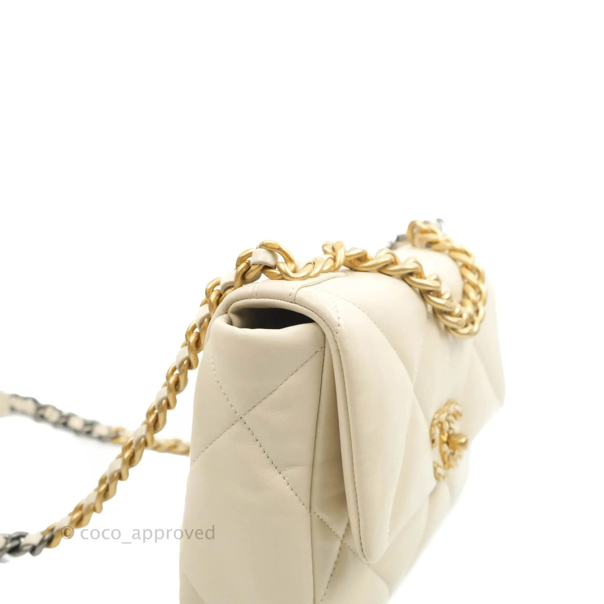 Chanel Small 19 Light Beige Flap Bag Lambskin Mixed Hardware 21C