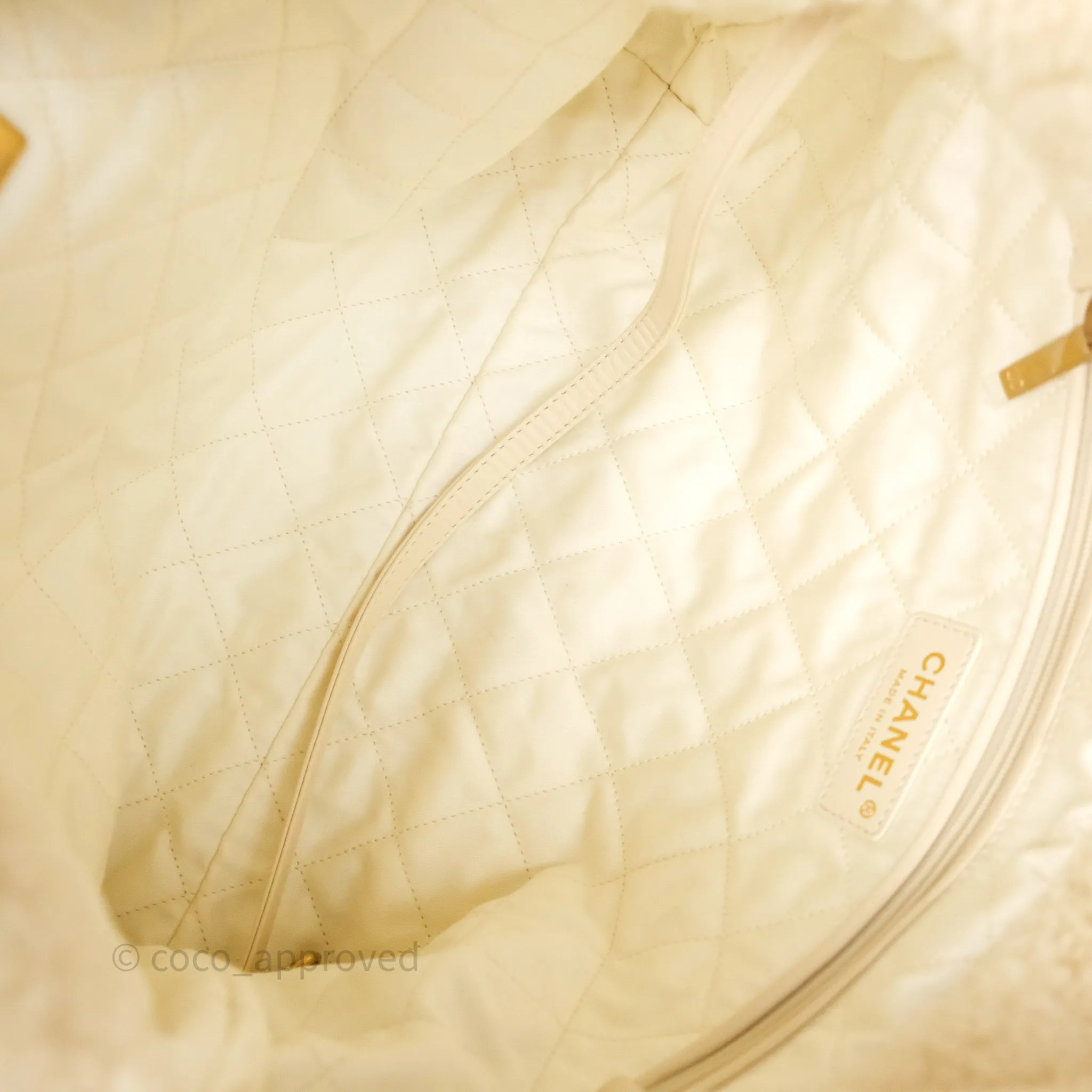 Chanel Small 22 Bag Ecru Shearling Aged Gold Hardware