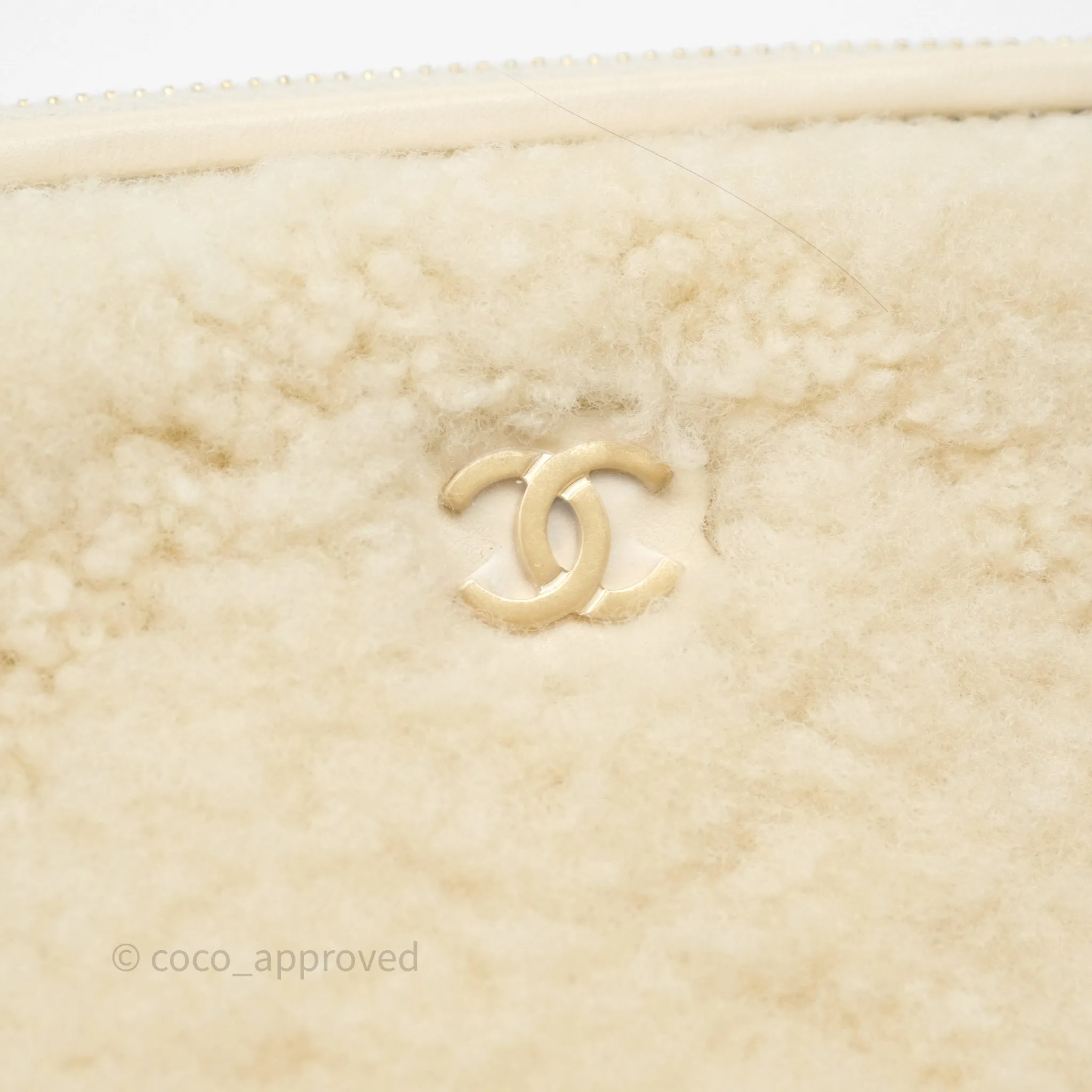 Chanel Small 22 Bag Ecru Shearling Aged Gold Hardware