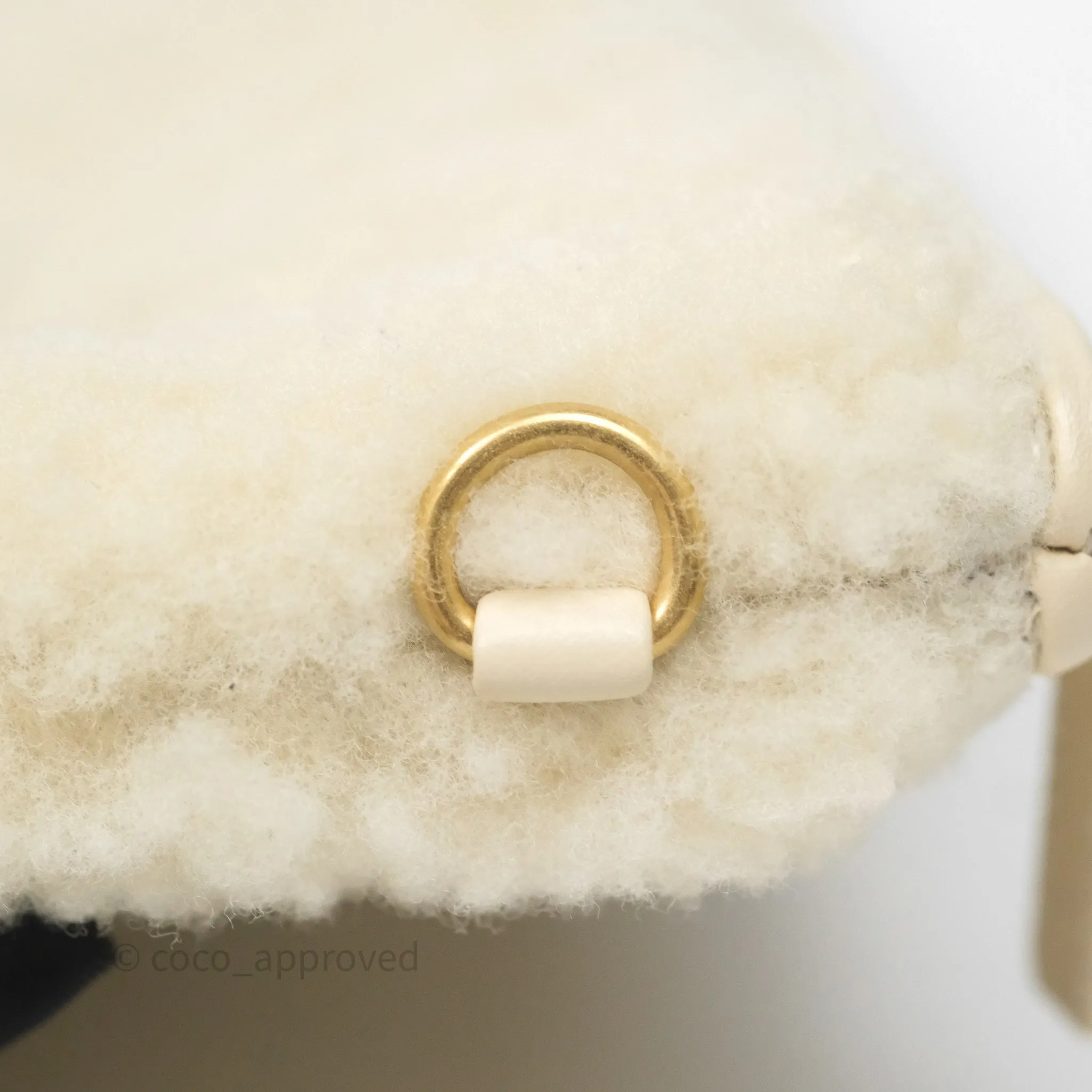 Chanel Small 22 Bag Ecru Shearling Aged Gold Hardware