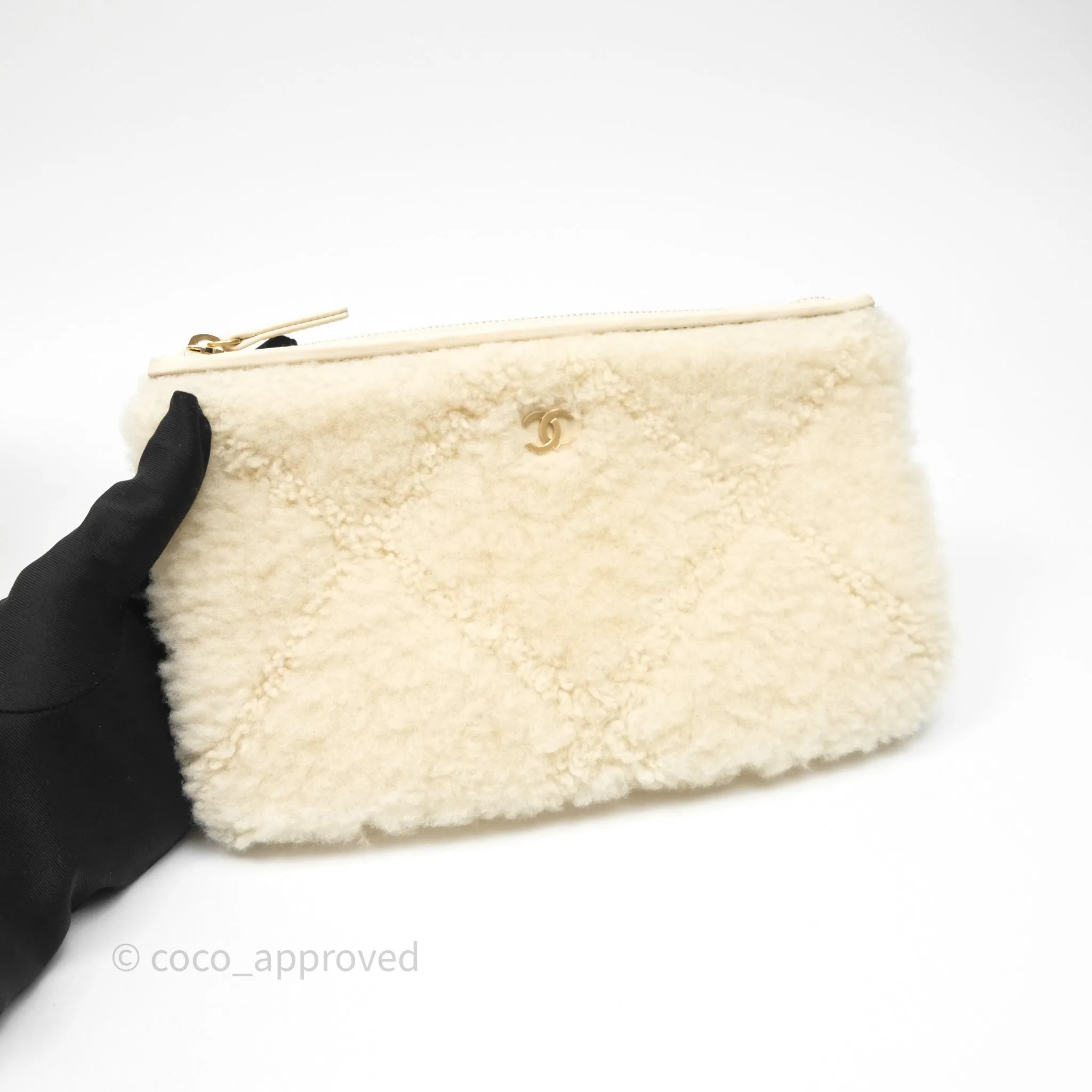 Chanel Small 22 Bag Ecru Shearling Aged Gold Hardware