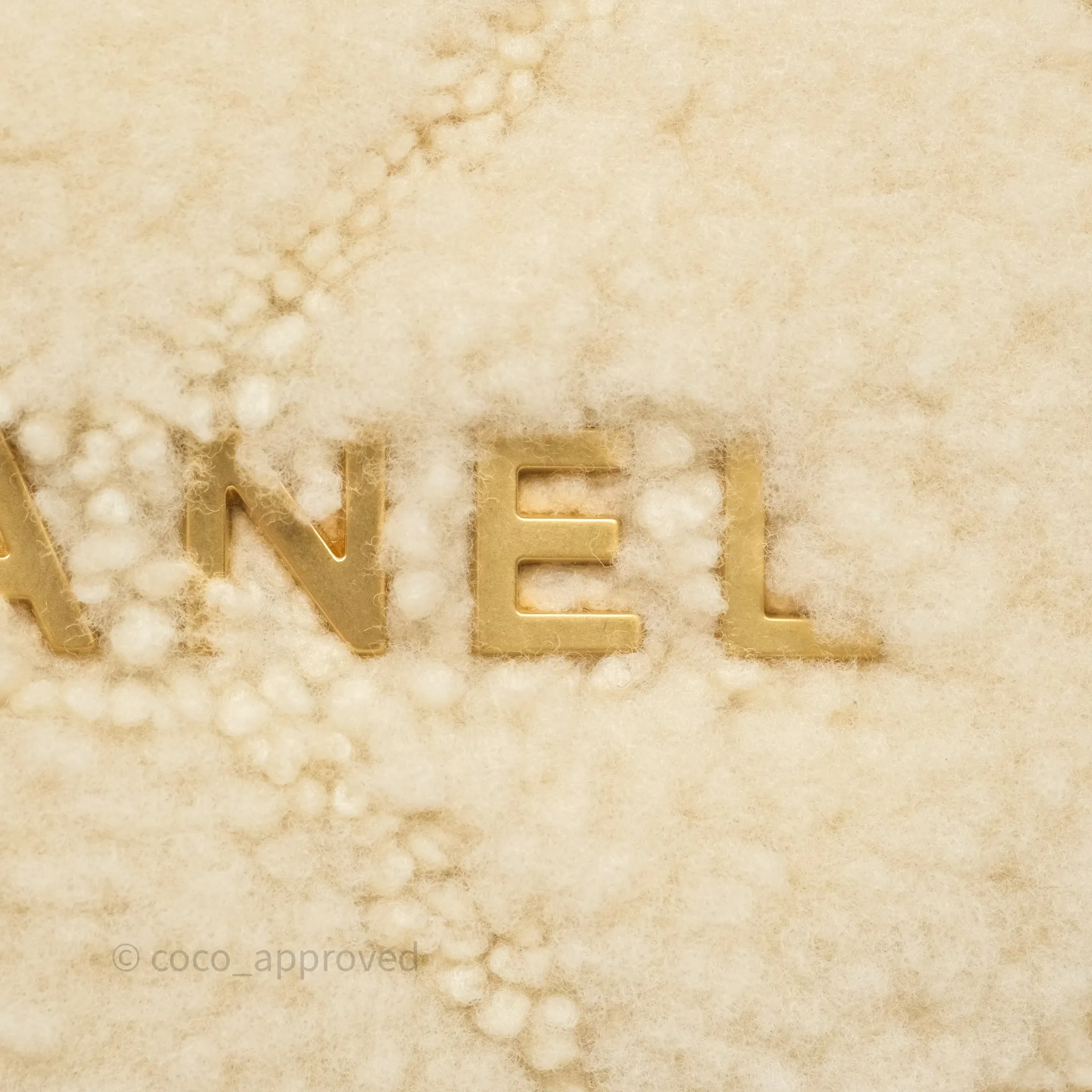 Chanel Small 22 Bag Ecru Shearling Aged Gold Hardware