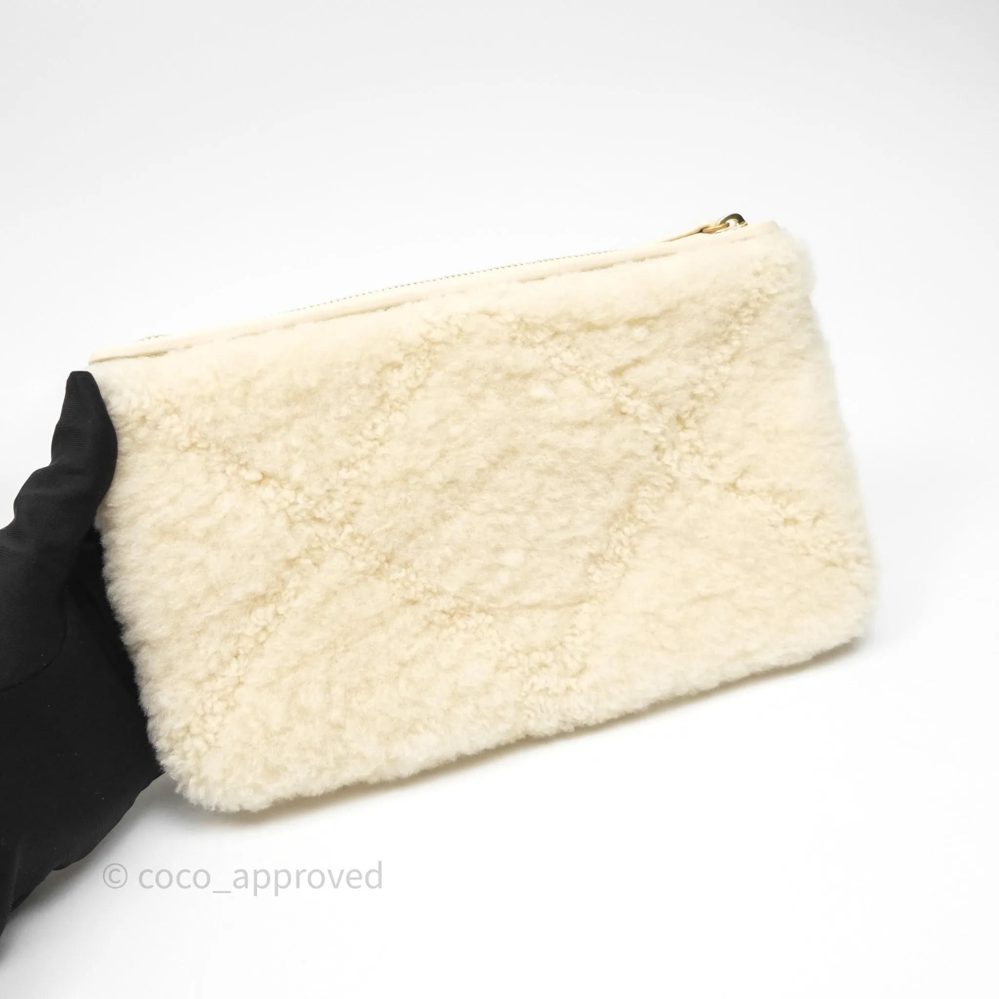 Chanel Small 22 Bag Ecru Shearling Aged Gold Hardware