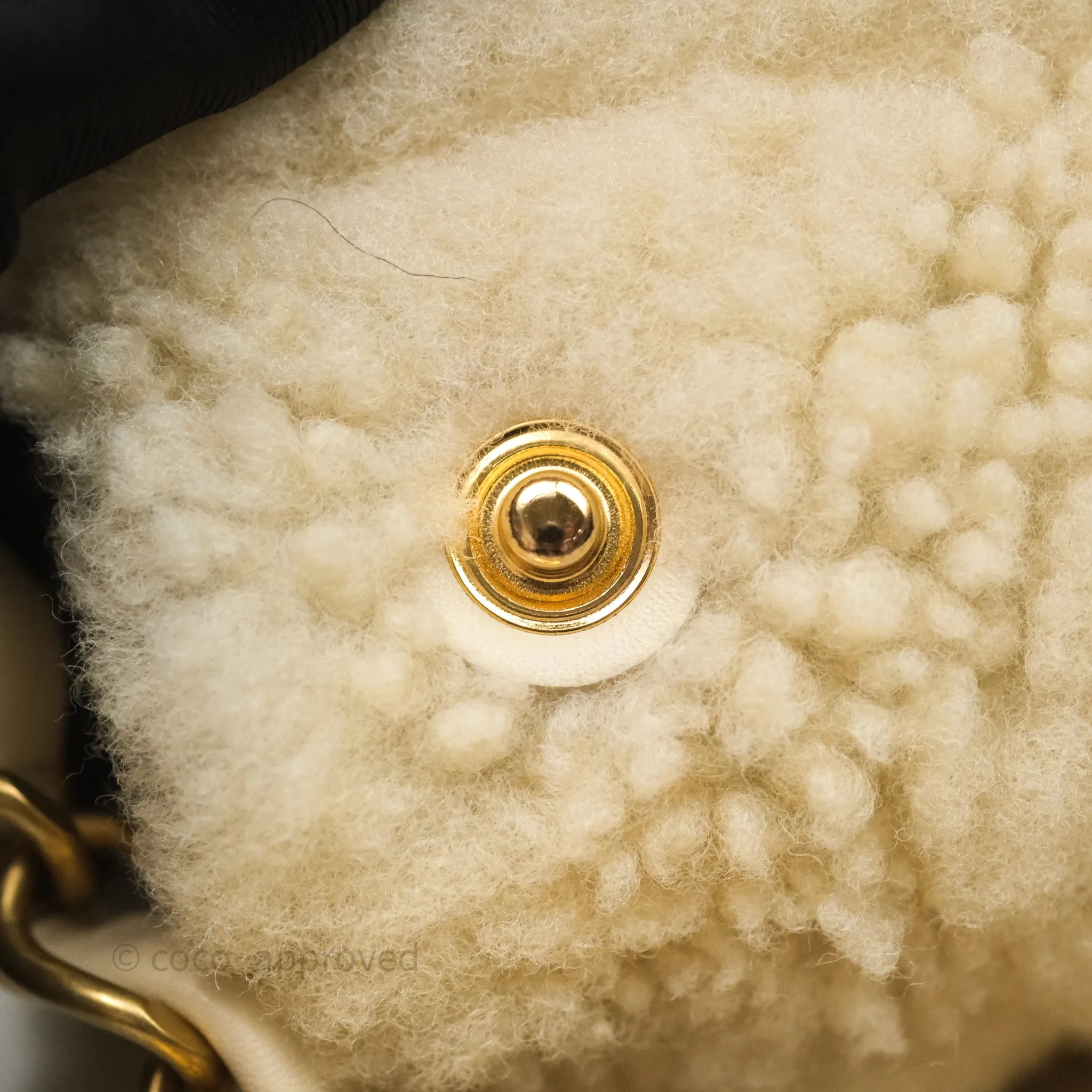 Chanel Small 22 Bag Ecru Shearling Aged Gold Hardware