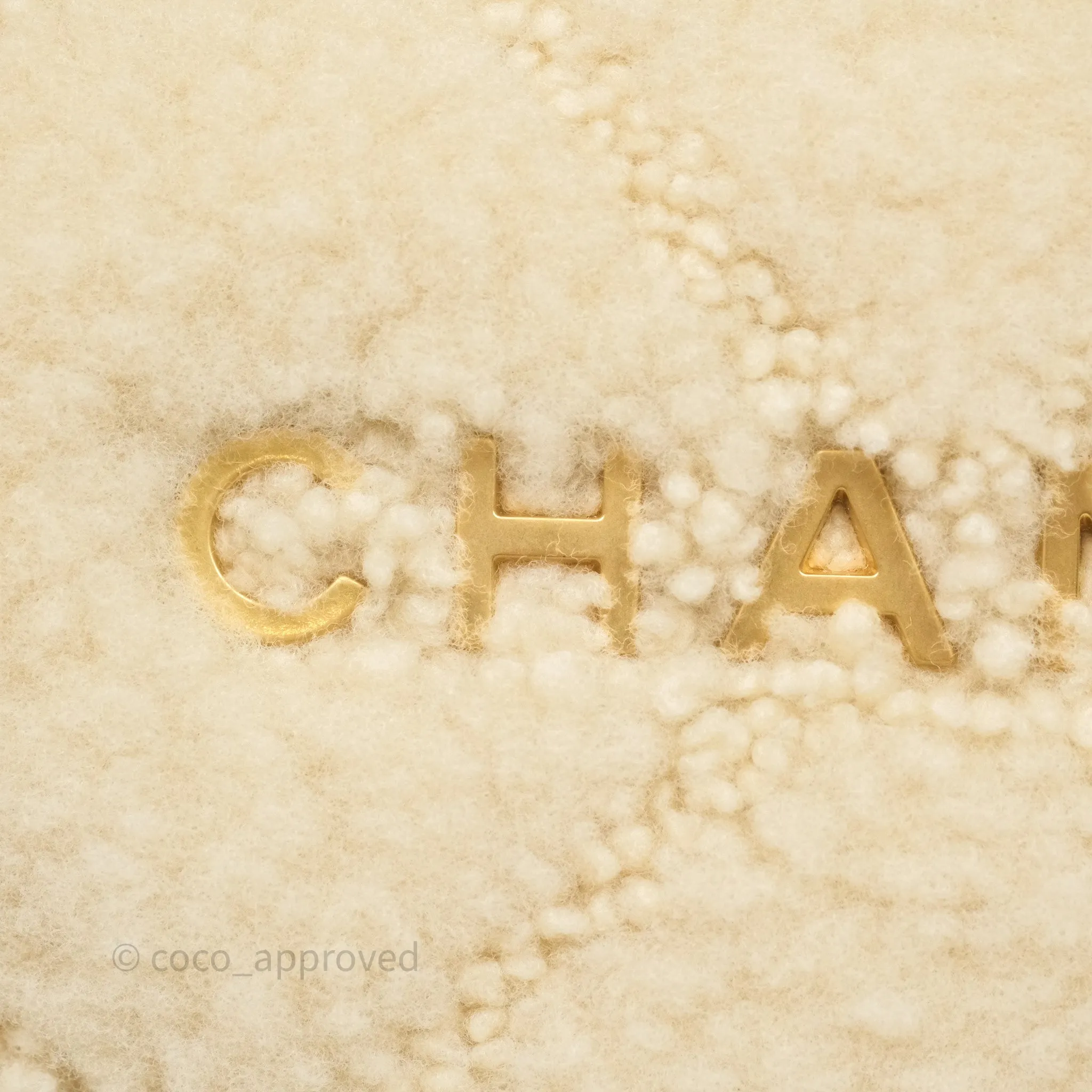 Chanel Small 22 Bag Ecru Shearling Aged Gold Hardware