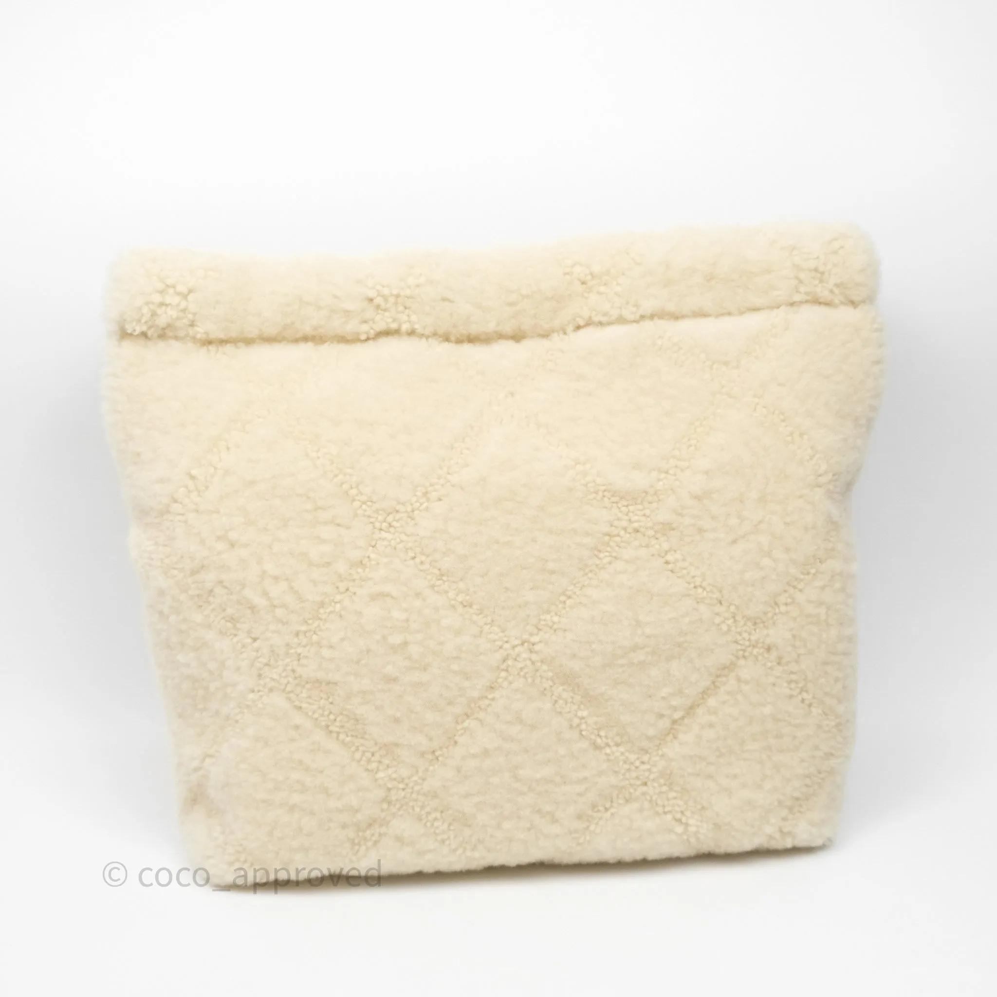 Chanel Small 22 Bag Ecru Shearling Aged Gold Hardware