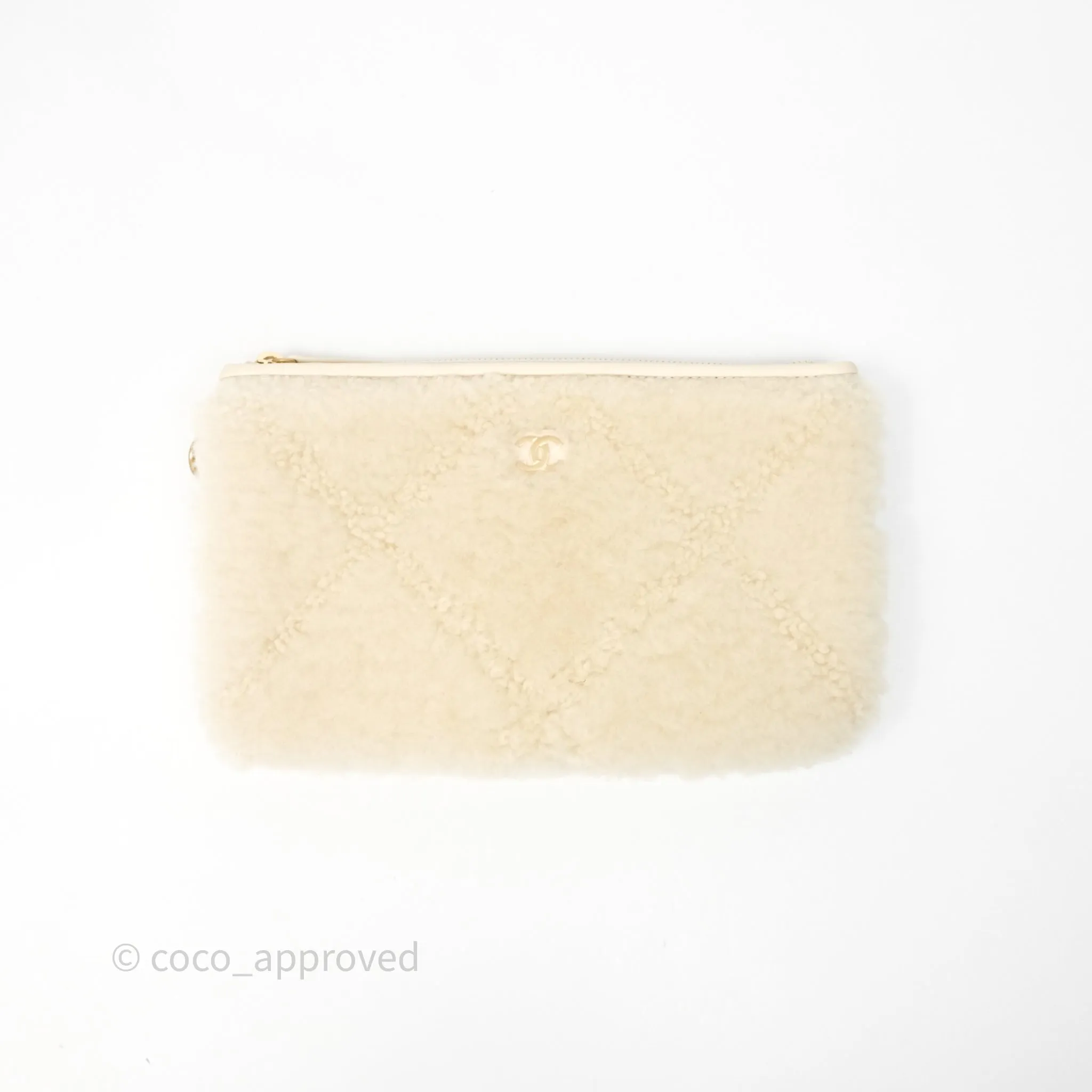 Chanel Small 22 Bag Ecru Shearling Aged Gold Hardware