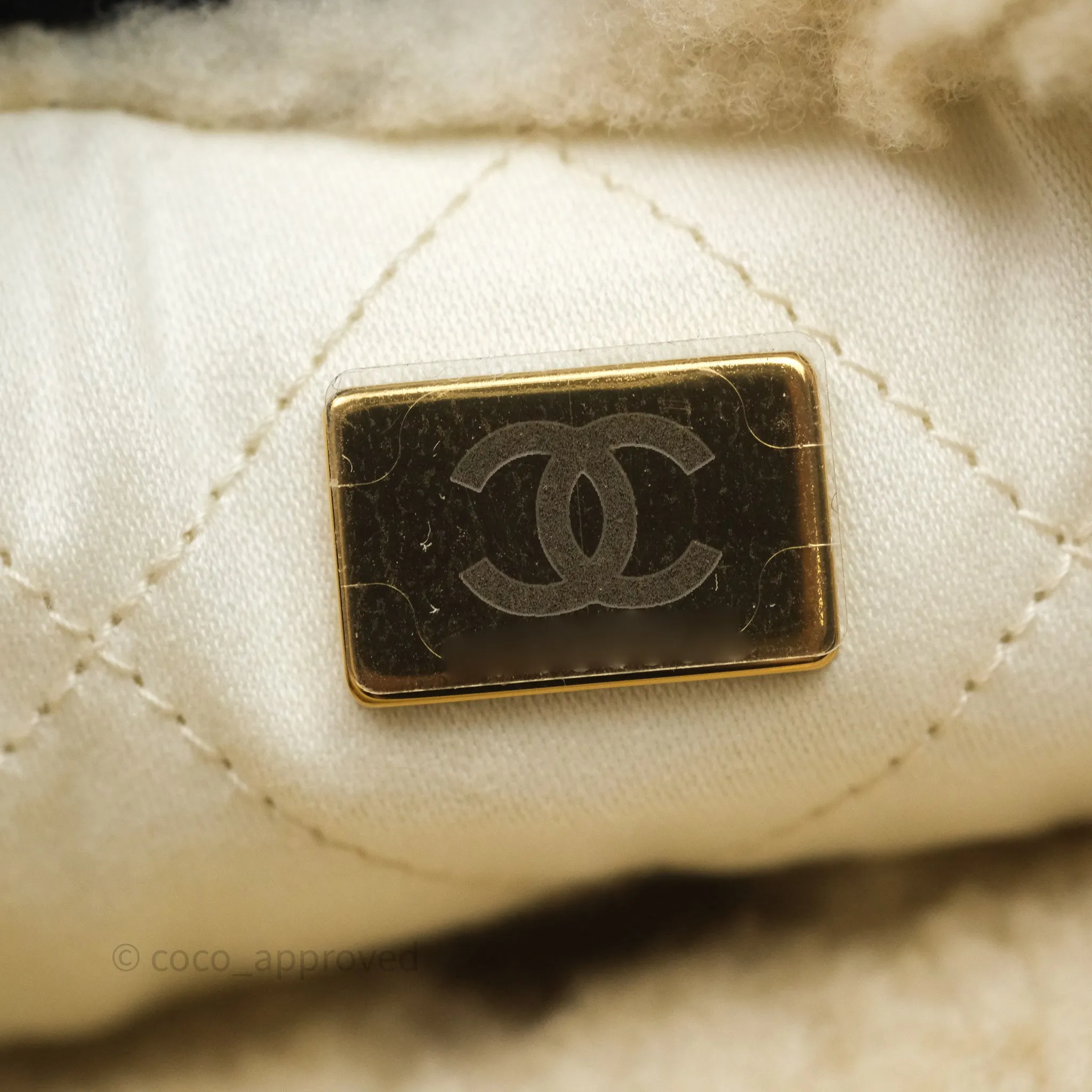 Chanel Small 22 Bag Ecru Shearling Aged Gold Hardware