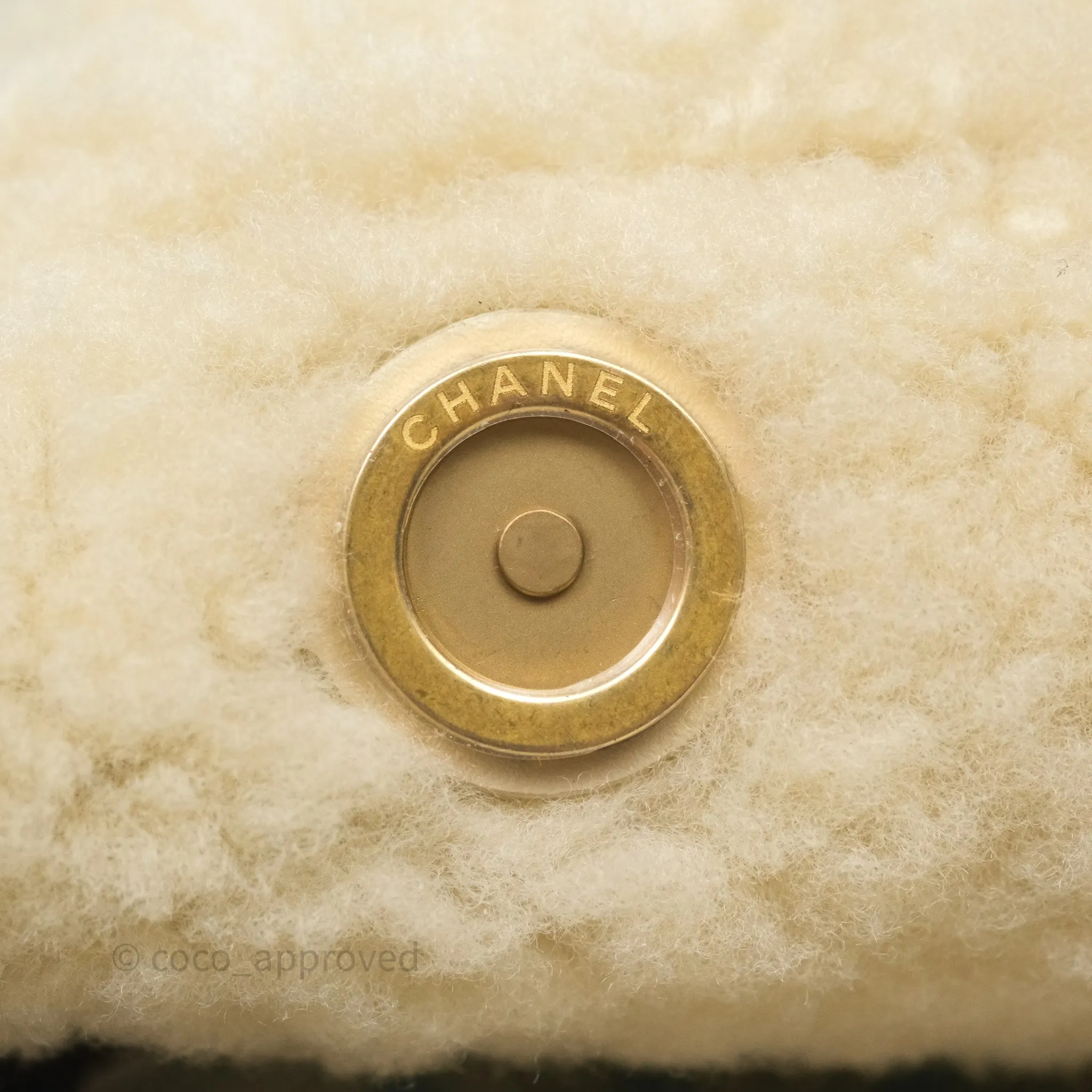 Chanel Small 22 Bag Ecru Shearling Aged Gold Hardware