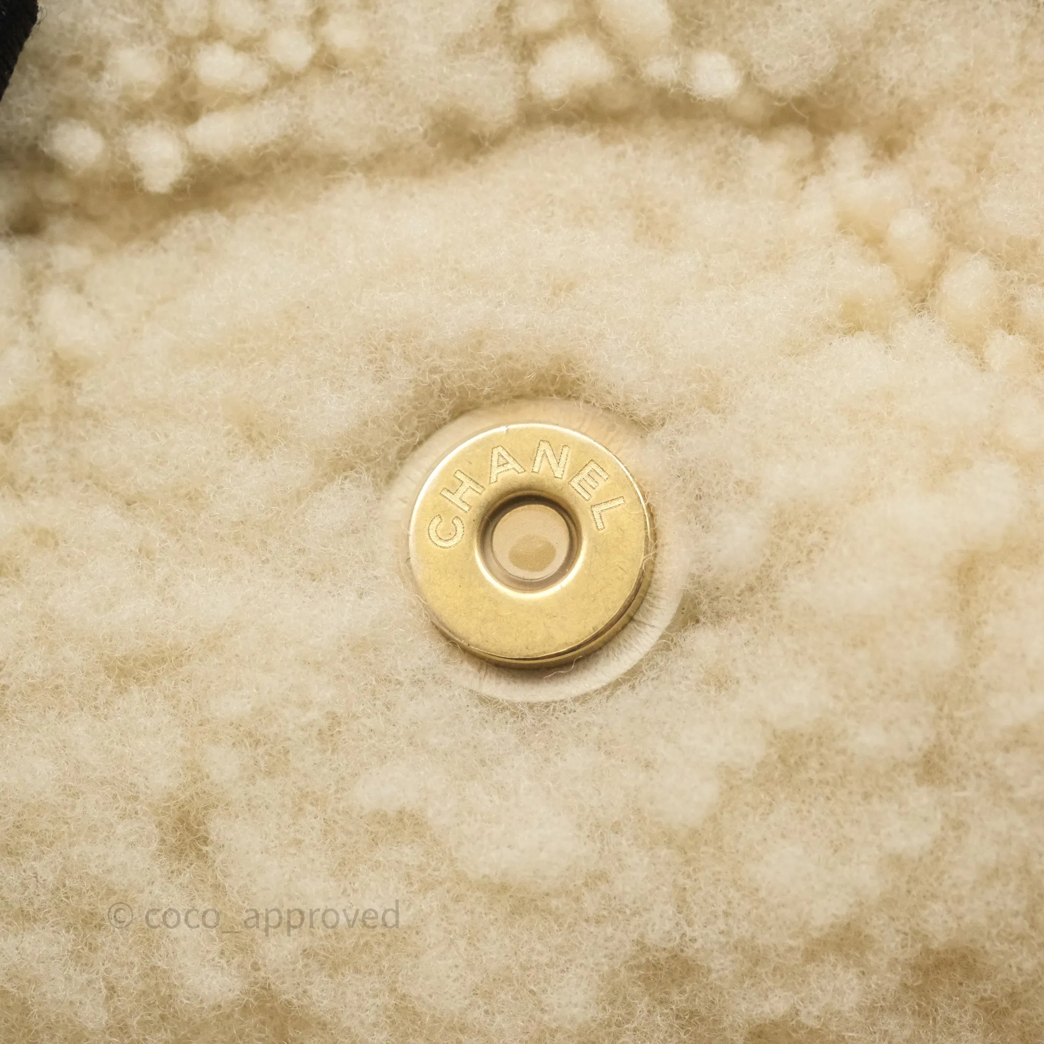 Chanel Small 22 Bag Ecru Shearling Aged Gold Hardware