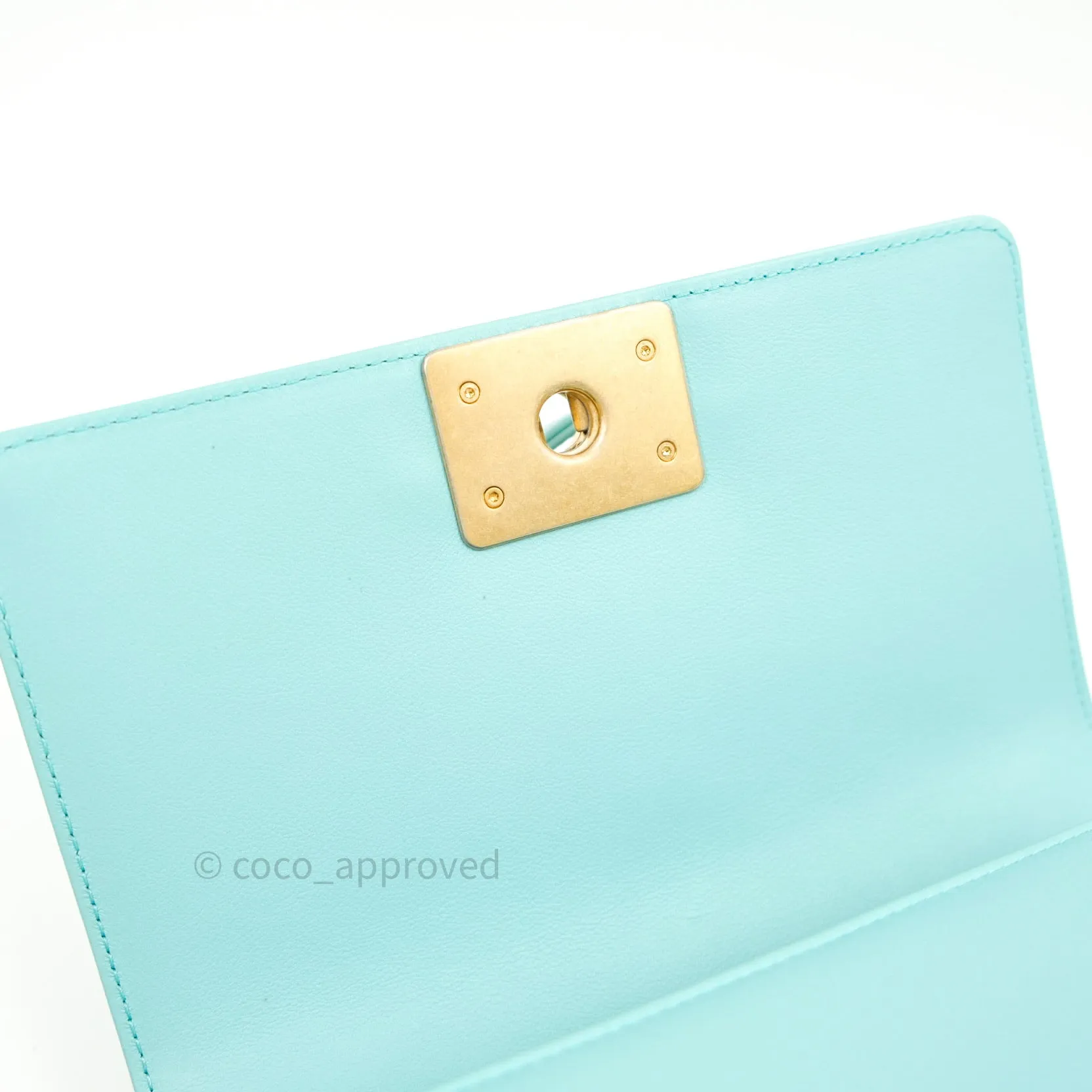 Chanel Small Boy Chevron Blue Calfskin Gold Hardware