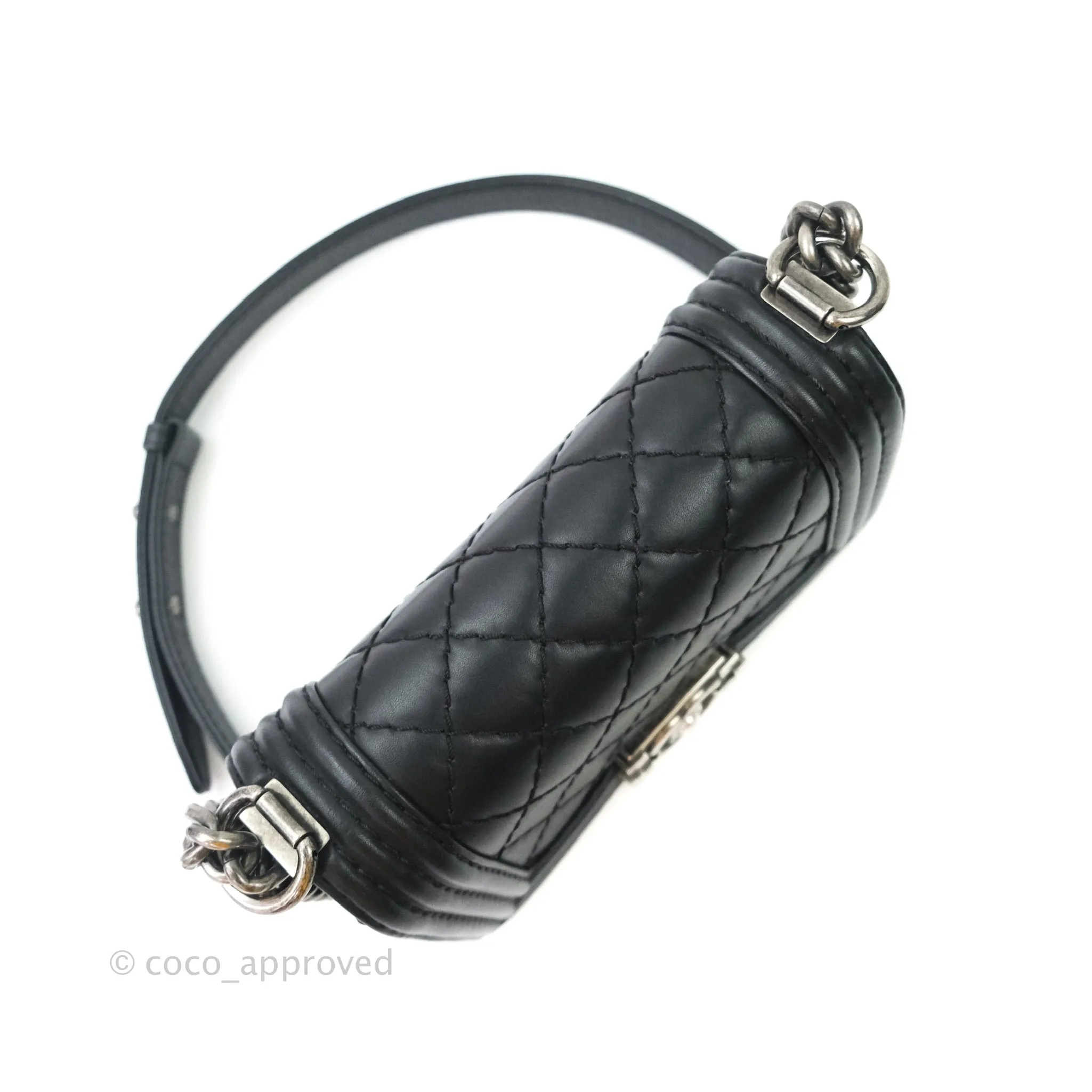 Chanel Small Boy Quilted Black Calfskin Ruthenium Hardware
