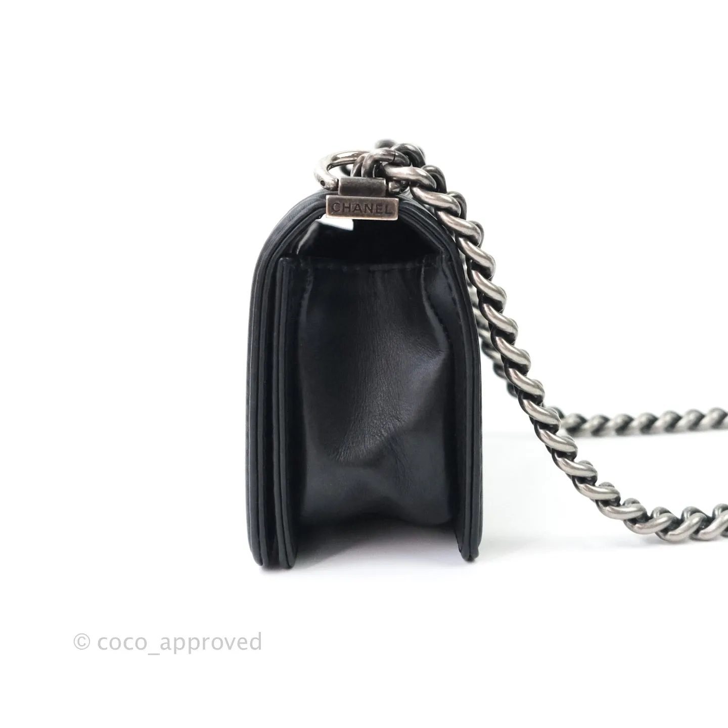 Chanel Small Boy Quilted Black Calfskin Ruthenium Hardware
