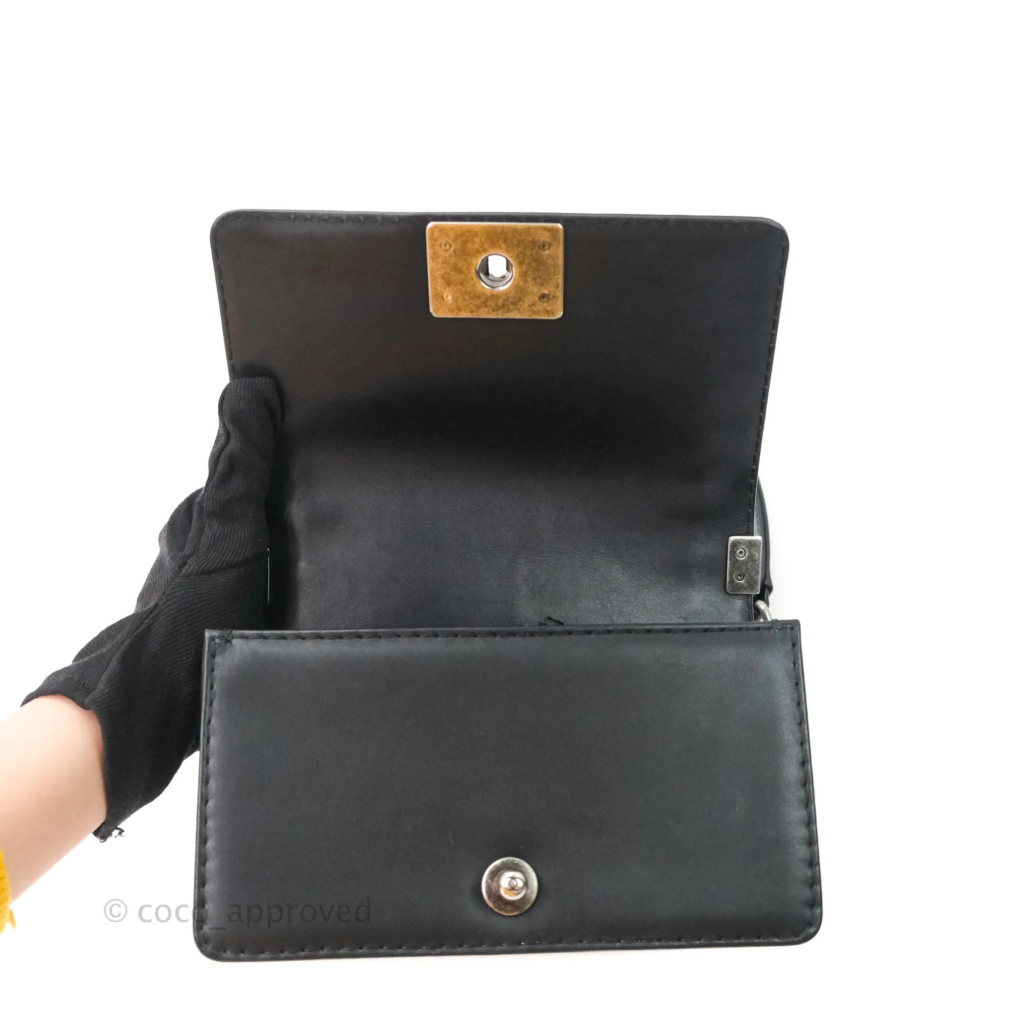 Chanel Small Boy Quilted Black Calfskin Ruthenium Hardware