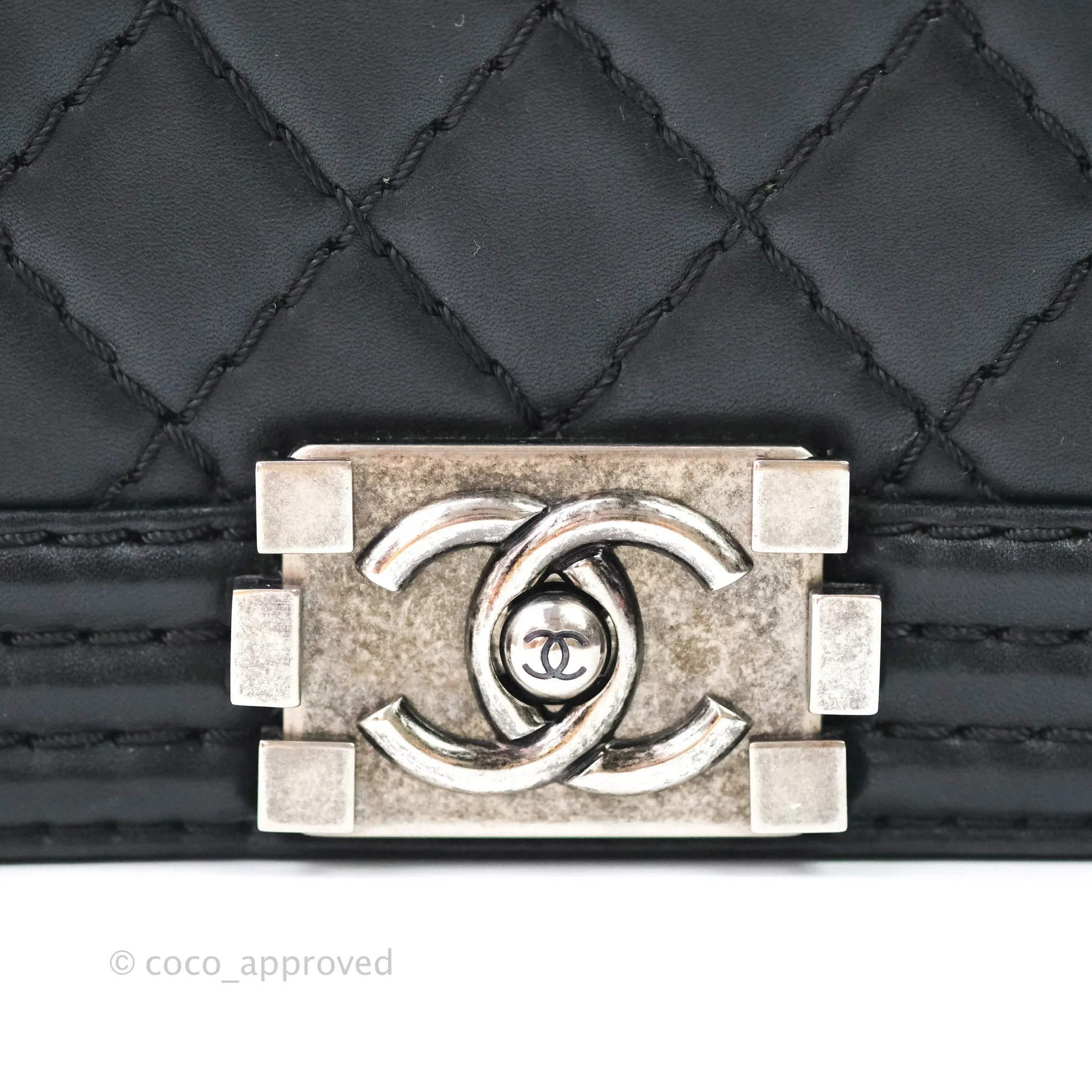 Chanel Small Boy Quilted Black Calfskin Ruthenium Hardware