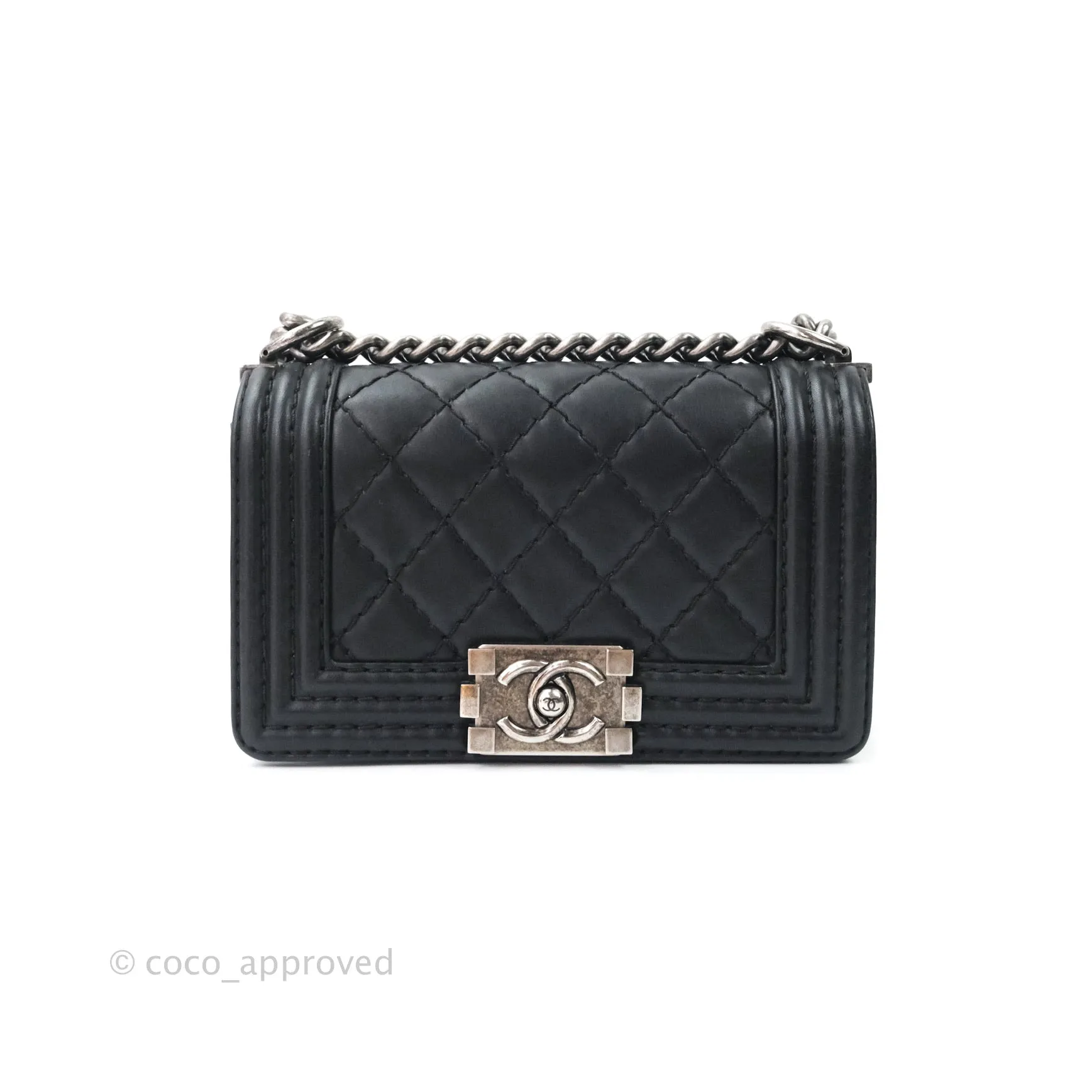 Chanel Small Boy Quilted Black Calfskin Ruthenium Hardware