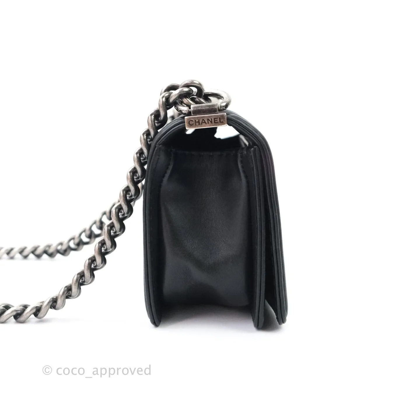 Chanel Small Boy Quilted Black Calfskin Ruthenium Hardware