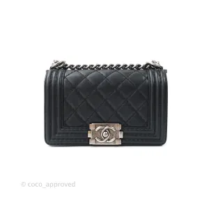 Chanel Small Boy Quilted Black Calfskin Ruthenium Hardware