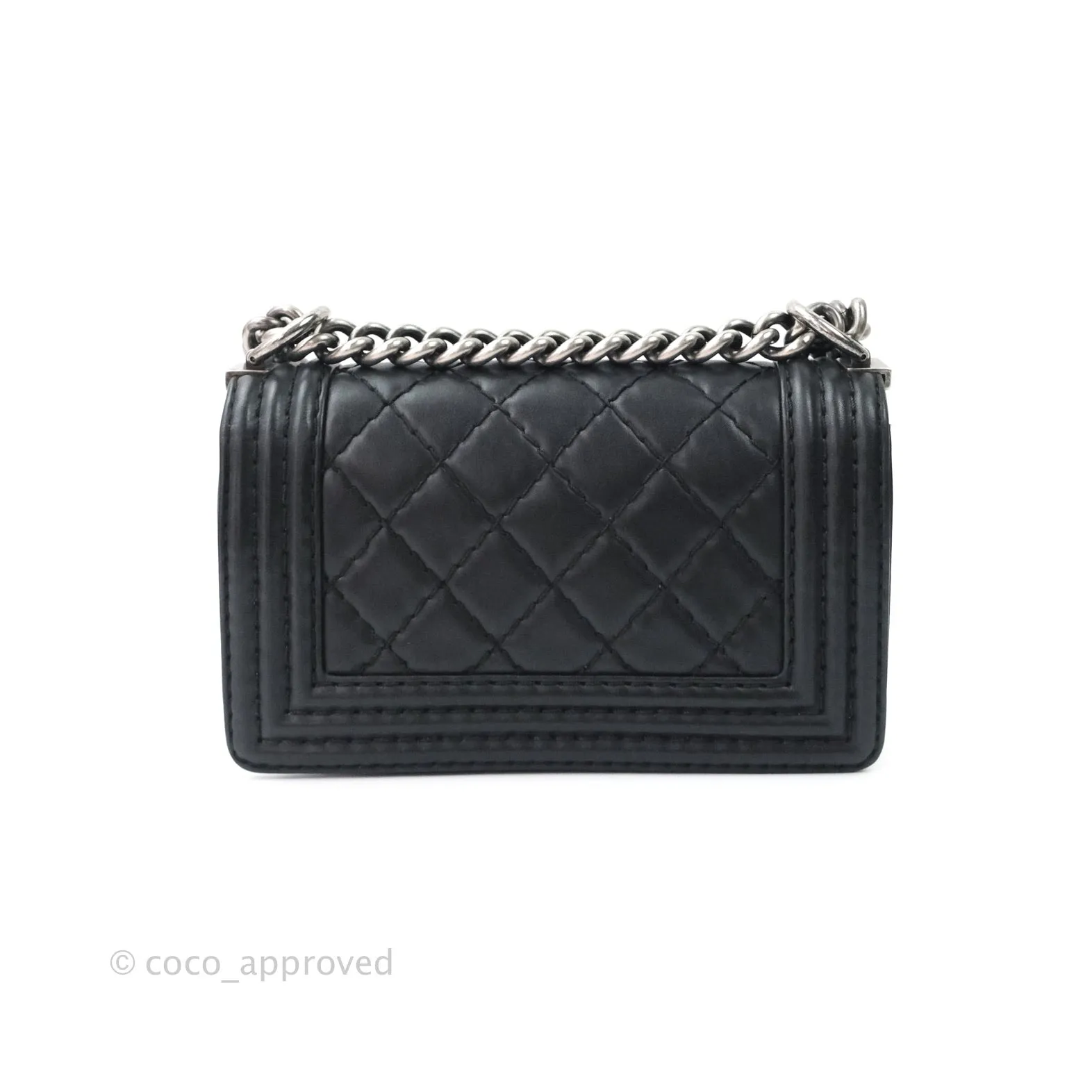 Chanel Small Boy Quilted Black Calfskin Ruthenium Hardware