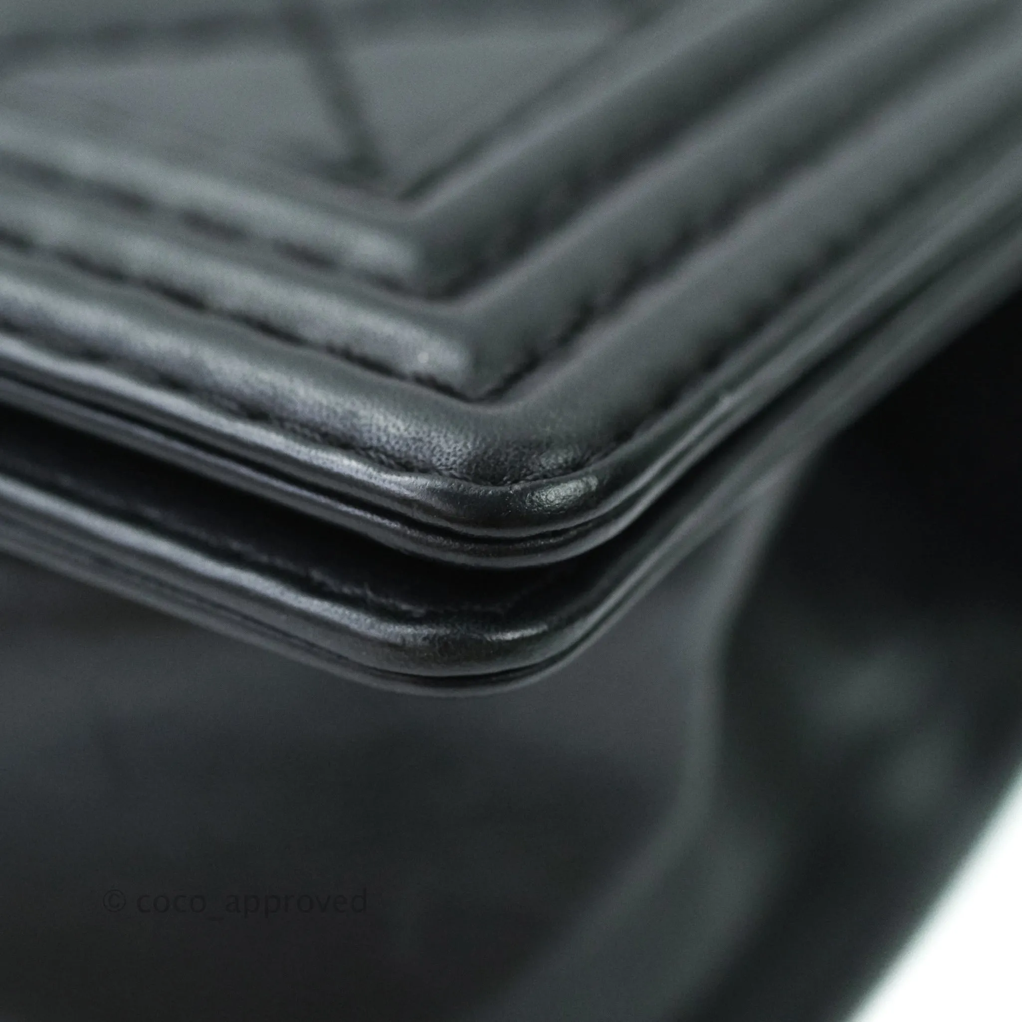 Chanel Small Boy Quilted Black Calfskin Ruthenium Hardware