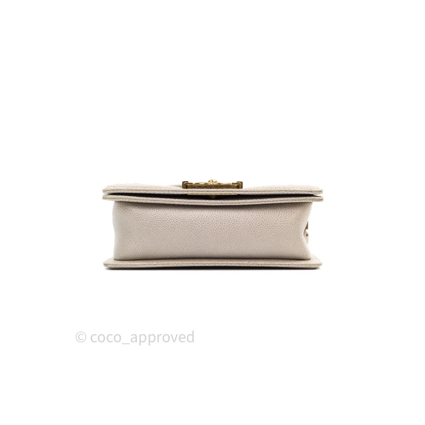 Chanel Small Boy Quilted Grey Caviar Antique Gold Hardware 14B