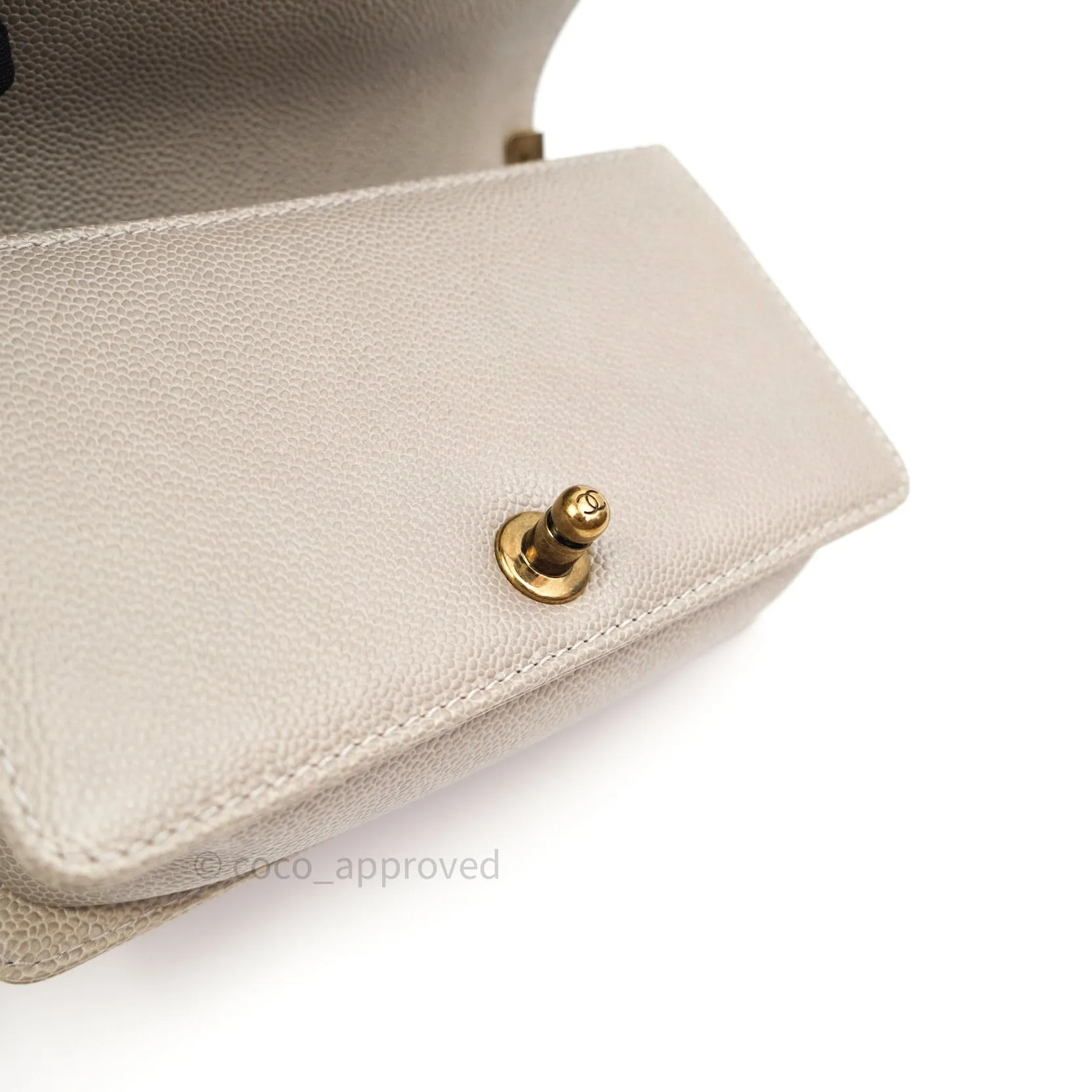 Chanel Small Boy Quilted Grey Caviar Antique Gold Hardware 14B
